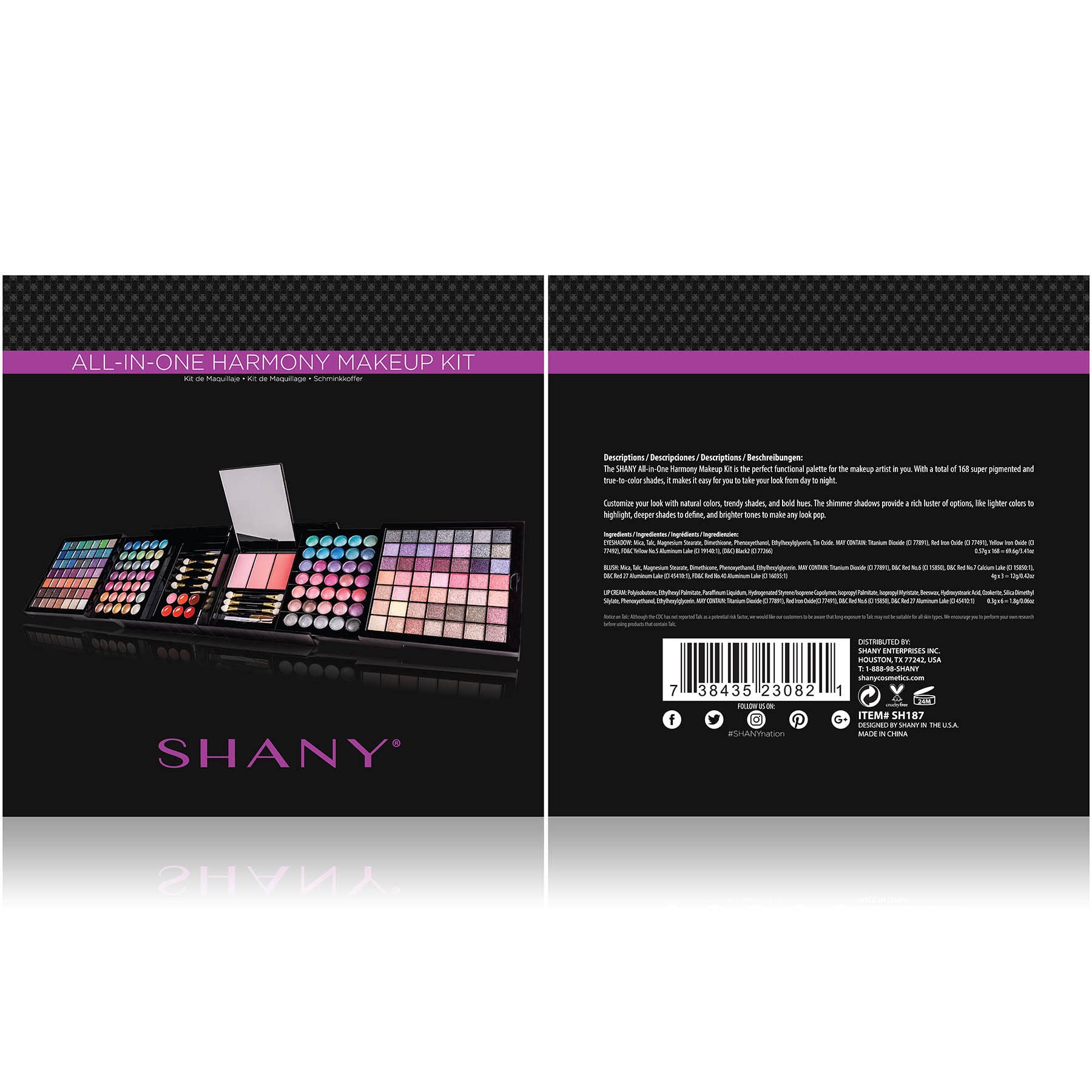 SHANY All In One Harmony Makeup Set - Ultimate Color Combination - Eyeshadows, Blush Powder, Lip-gloss Lipstick, Mini Makeup brushes, Makeup applicators, HOLIDAY GIFT IDEA - New Edition