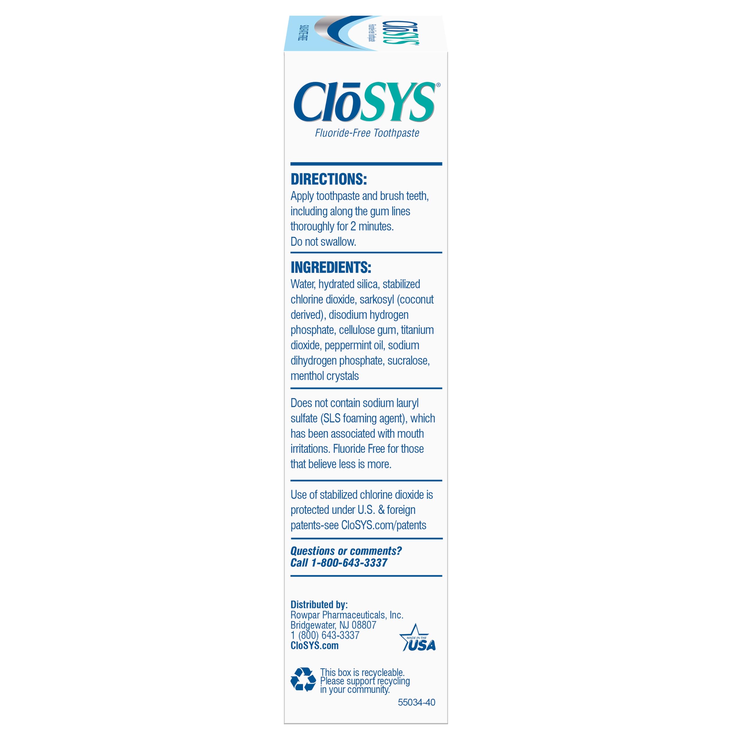 CloSYS Fluoride Free Toothpaste, 3.4 Ounce, Travel Size, Gentle Mint, TSA Compliant, Whitening, Enamel Protection, Sulfate Free