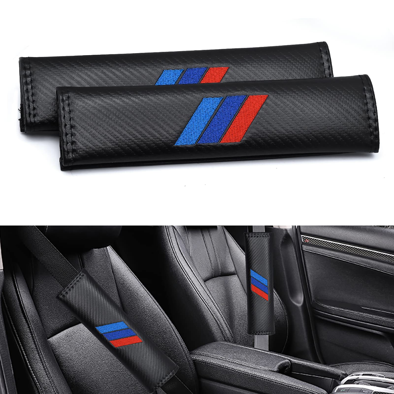 2 Pack Car Seat Belt Pads Cover More Comfortable Driving, Seat Belt Shoulder Strap Covers Harness Pad for BMW Interior Accessories, Compatible with Adults Youth Kid