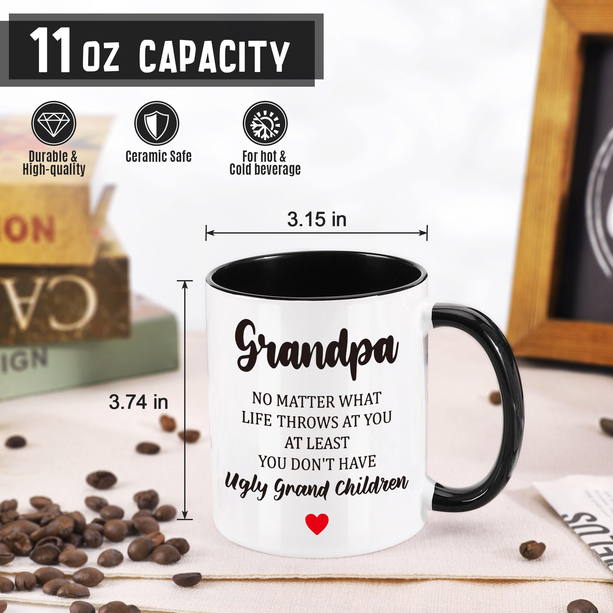 Gift for Grandpa Christmas Papa Xmas Presents for Grandfather, Granddad, Gramps, Papa, Poppy, Funny Thoughtful Gifts for Grandpa Ceramic Mug, Birthday, Fathers Day from Grandkids Grandchildren