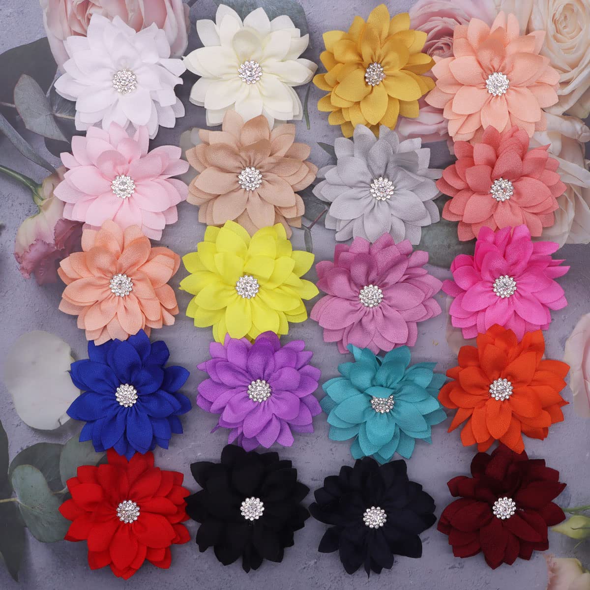 Snadulor 10Pcs Baby Girl Hair Bow Clips Floral Barrettes Grosgrain Satin Flower for Infants Toddlers Kids Girls,multiple colour