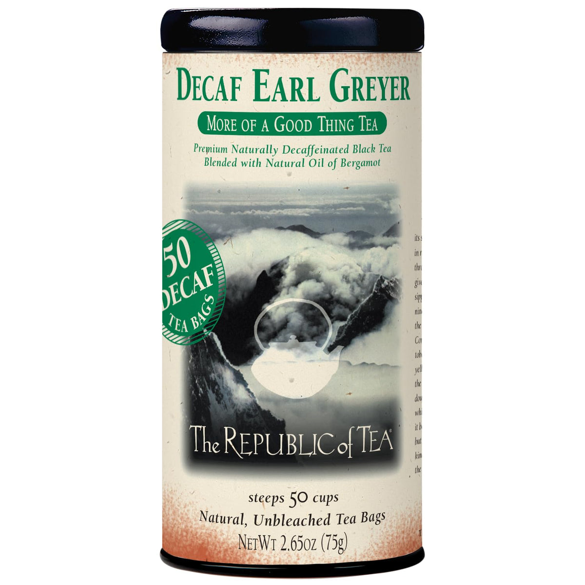 The Republic of Tea, Earl Greyer Decaf Tea, 50 Count