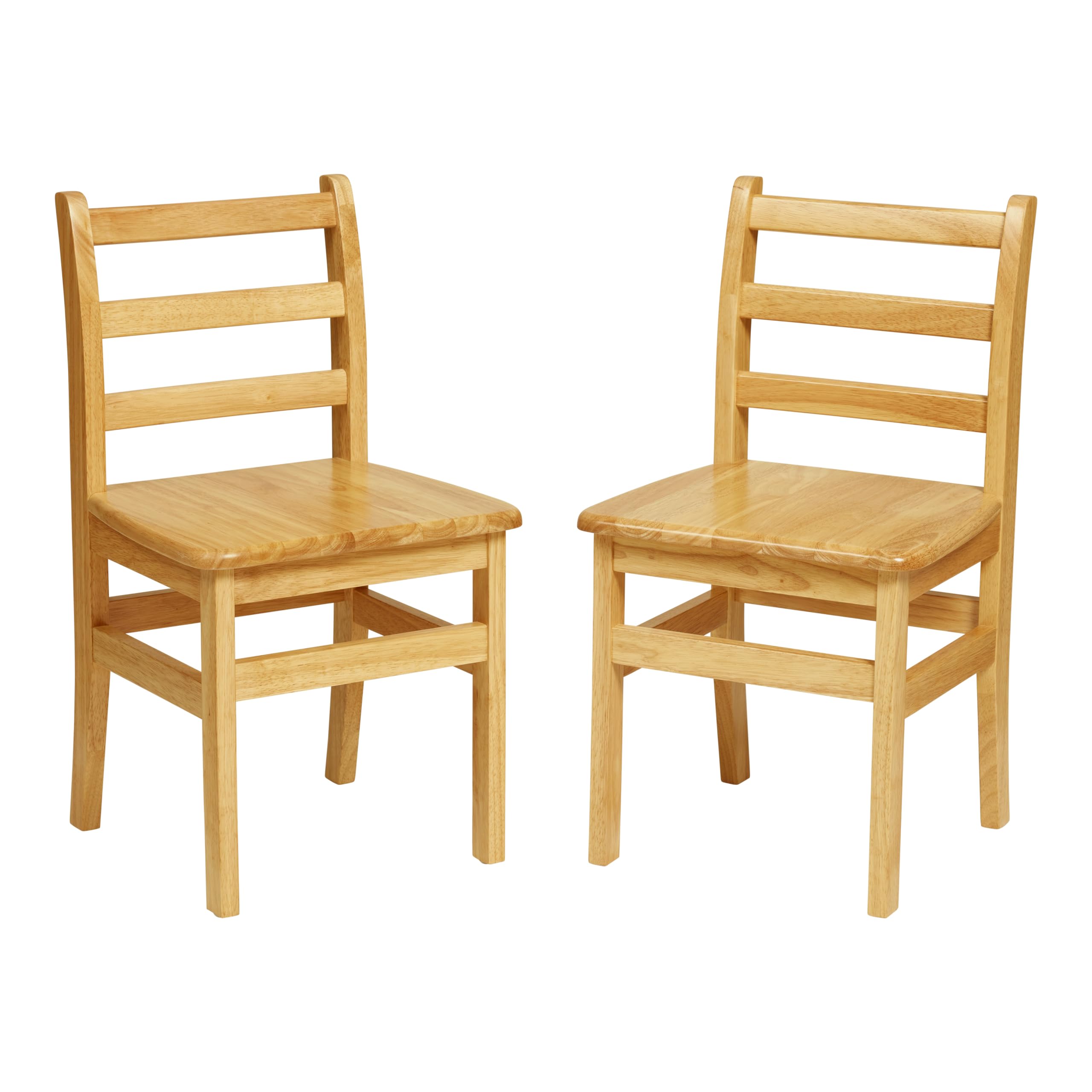 ECR4Kids Three Rung Ladderback Chair, 16" Seat Height, Classroom Seating, Honey, 2-Pack