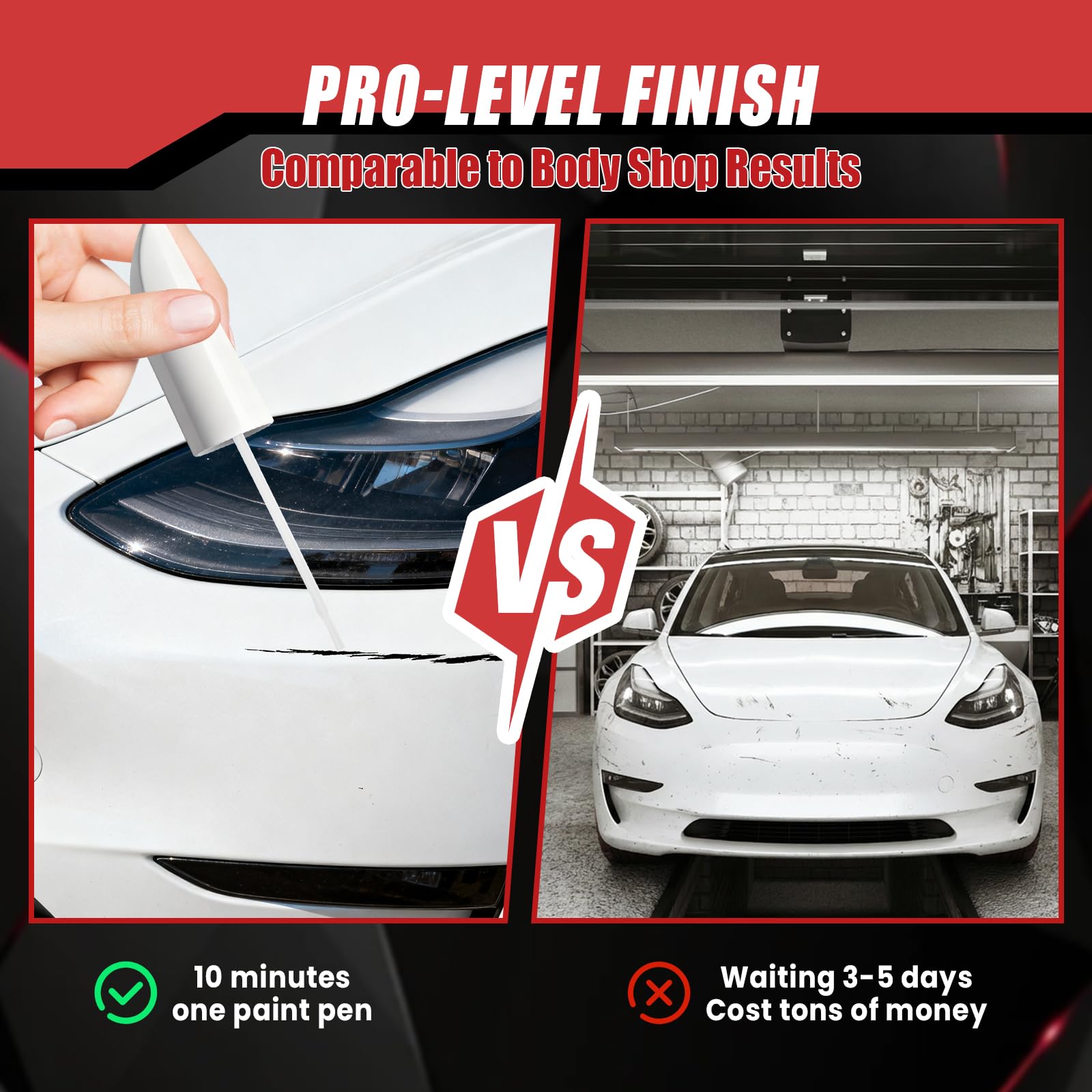 Touch Up Paint for Cars (Pearl White Multi-Coat PPSW), Compatible with Tesla Model Y/3/X/S, 0.4 fl oz Color Accurate 2-in-1 Car Paint Scratch Repair Pen, Easy to Use, Fast-Drying, Long-Lasting