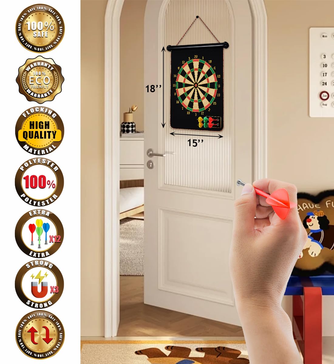 Givevan Magnetic Dart Board for Kids, Gifts Ideas for Teenage Boys Girls, Dartboard Games, Toys for Teen Age 6 7 8 9 10 11 12 13 14 15 16 Years, Cool Stuff for Christmas, Room Decor