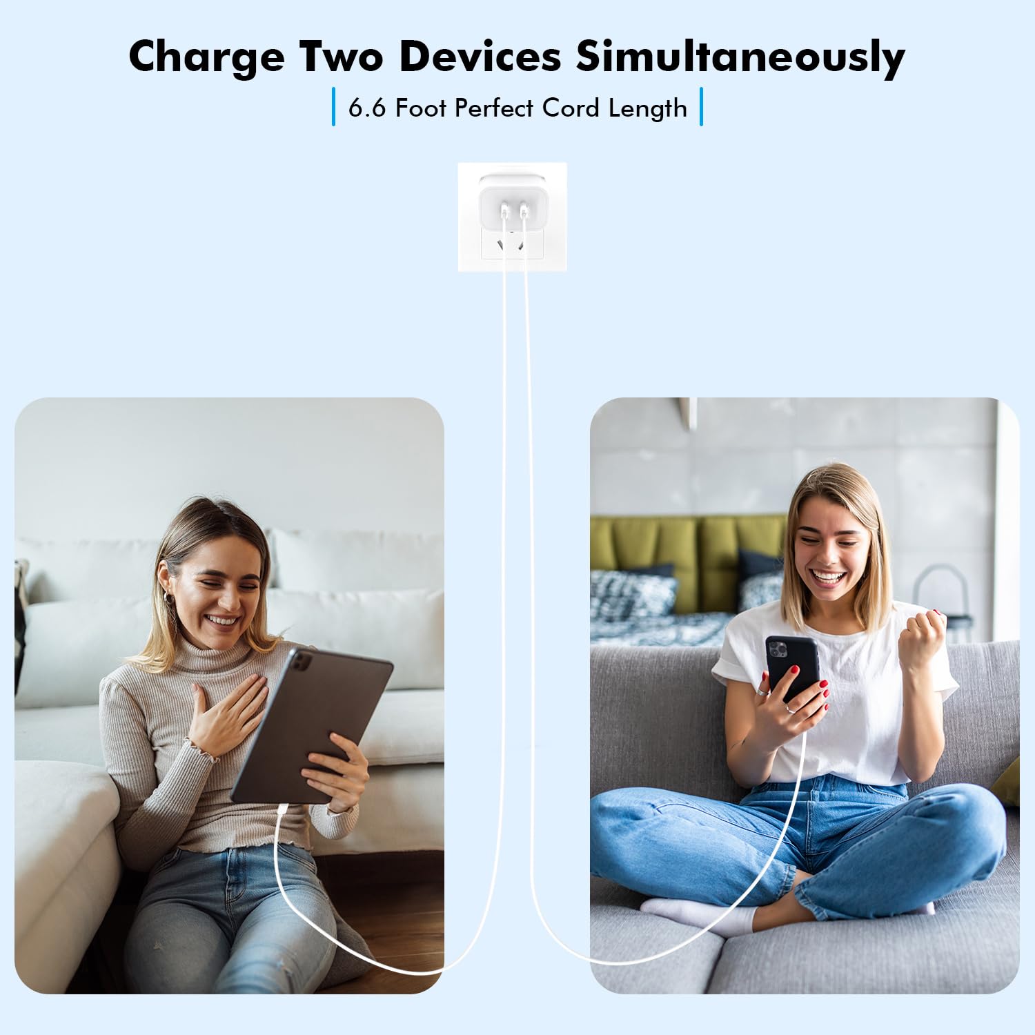 iPhone 15 Charger,Apple Charger Fast Charging,2Pack Dual Port Power Delivery Apple Charging Block,2Pack 6FT USB C to C Fast Charger Cable,USB C Charger for iPhone 15/15 Pro/iPad Pro/iPad Air/Mini