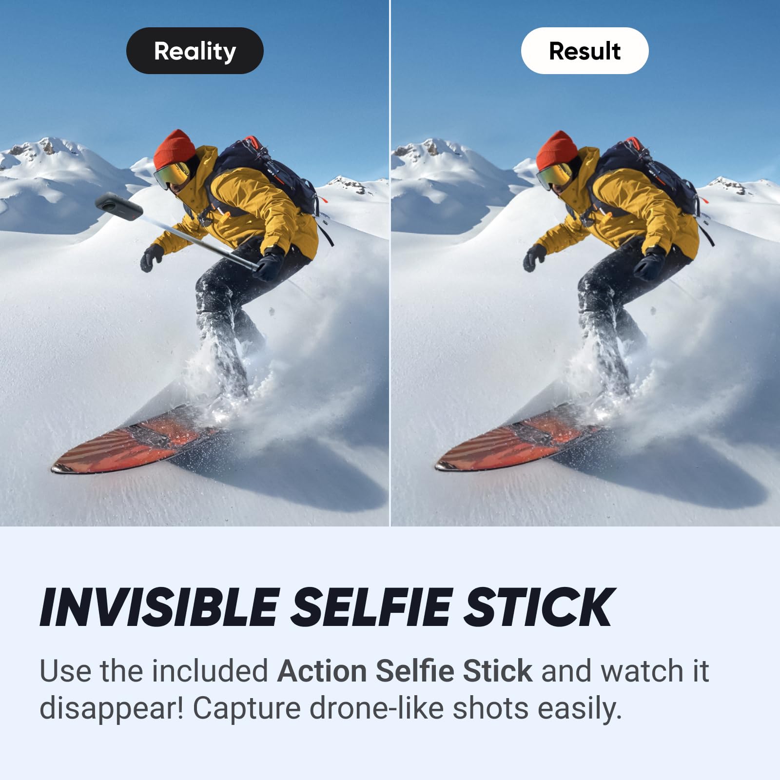 Insta360 X4 Snowboard Bundle - 8K Waterproof 360 Action Camera, 4K Wide-Angle Video, Invisible Selfie Stick Effect, Removable Lens Guards, 135 Min Battery Life, AI Editing, No Micro SD Card