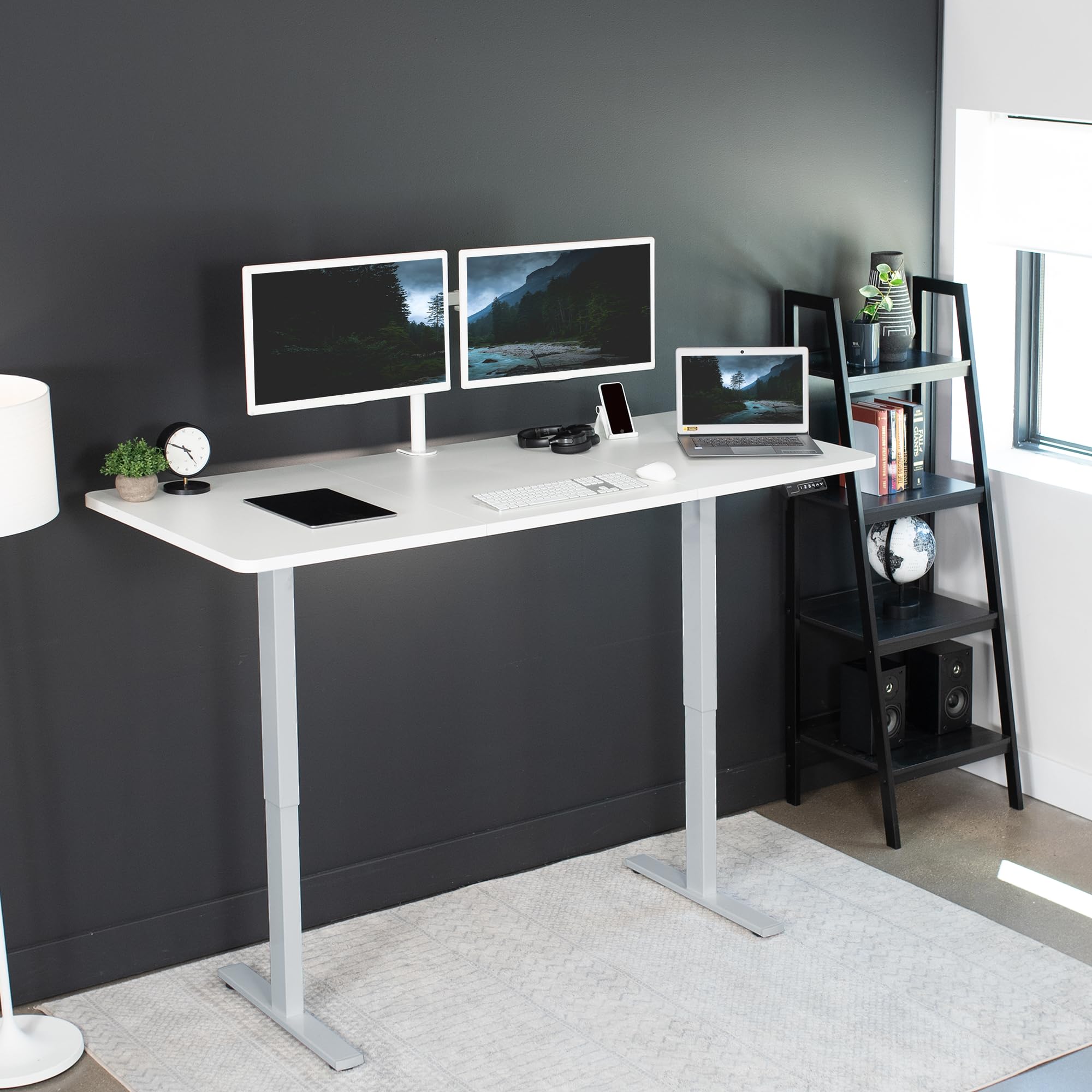 VIVO Electric 71 x 30 in Standing Desk, Memory Height Adjustment, 1B Series, White Top Gray Frame, DESK-KIT-1G7W