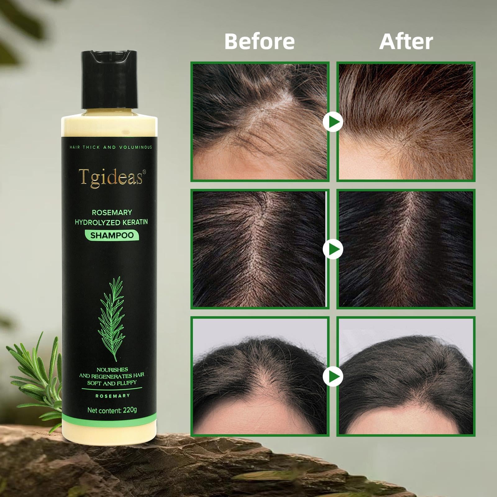 Tgideas Rosemary Biotin Volumizing Shampoo - Strengthening Shampoo for Women and Men to Gently Cleanse, Nourish & Add Root Lift - 7.4 fl oz