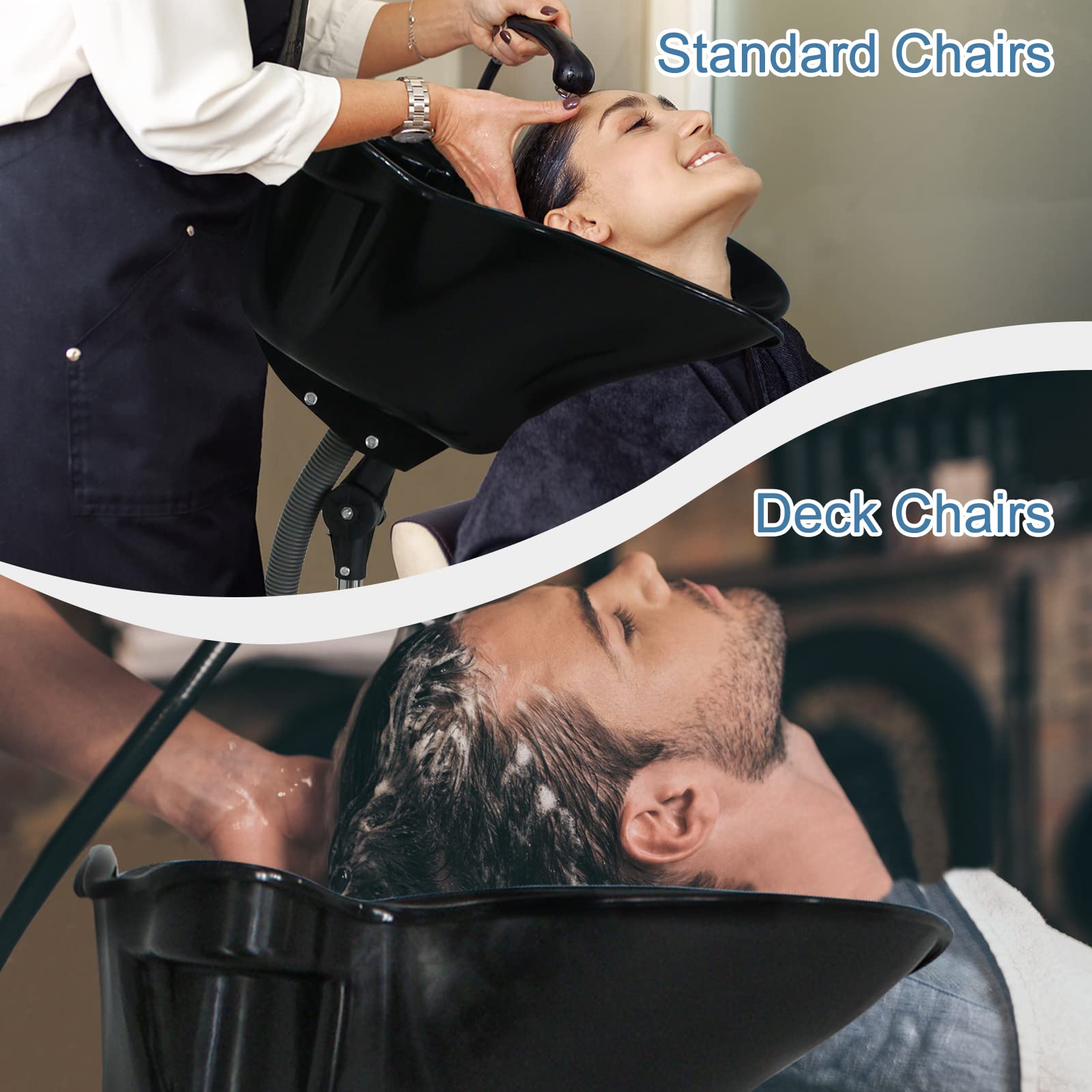 Nova Microdermabrasion Height Adjustable Portable Salon Deep Shampoo Basin Sink Hair Treatment Bowl with Drain Hose Black