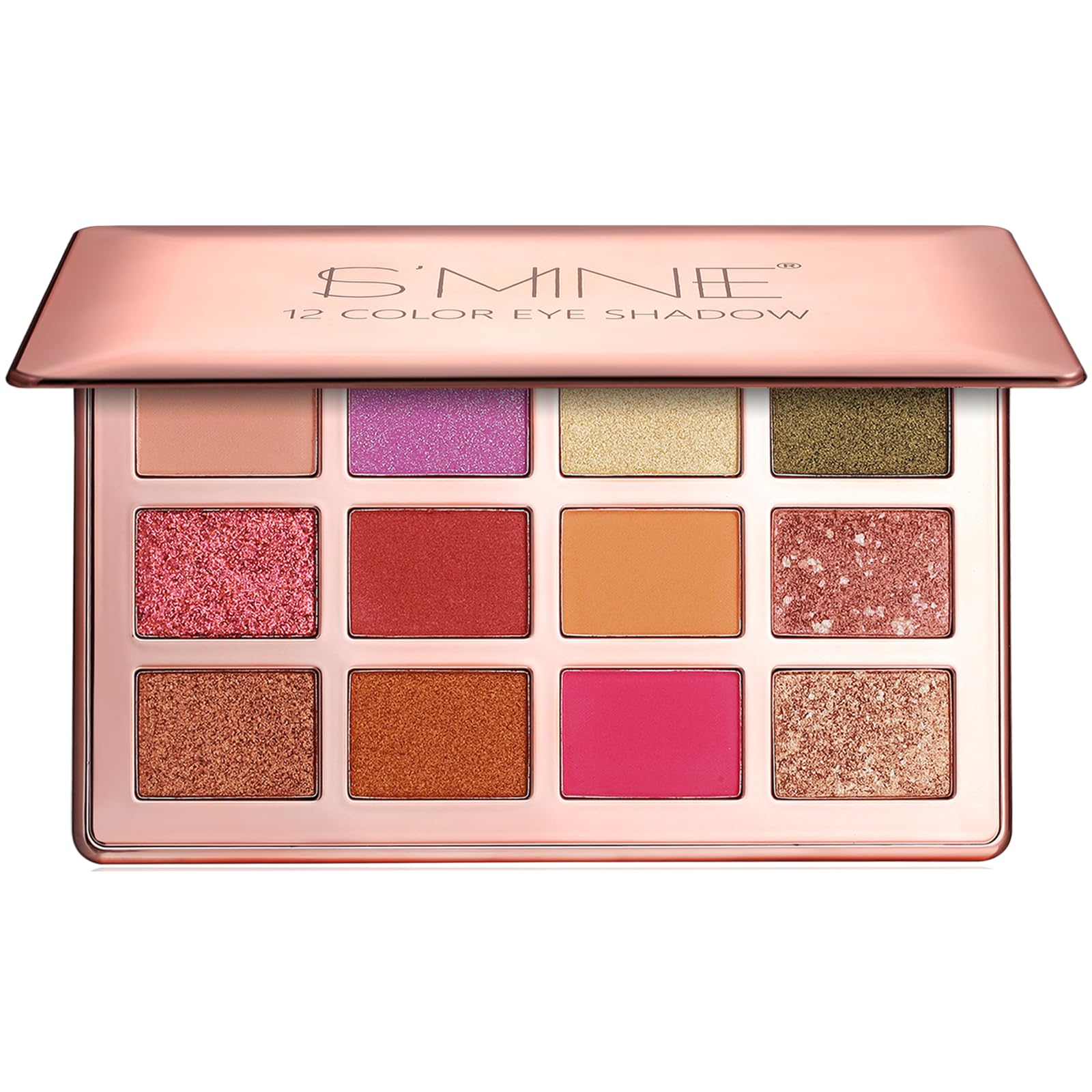 IS'MINE 12 Color Eyeshadow Palette, High Pigment Waterproof Vegan Makeup Luxury Baked Eyeshadow Palette (Color 01)