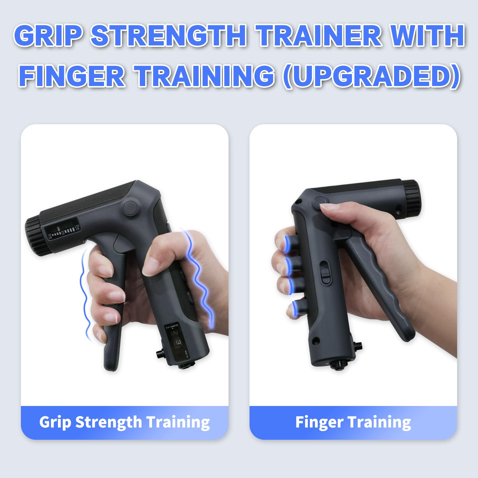 HXD-ERGO Grip Strength Trainer with Finger Exerciser, Adjustable Resistance Hand Gripper, Hand Exerciser with Counting for Muscle Building and Injury RecoverStrength (Black)