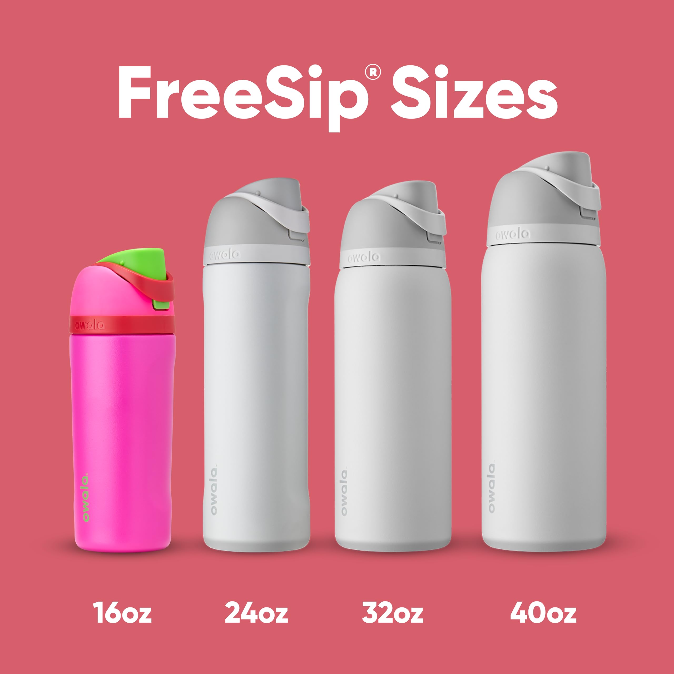 Owala Kids FreeSip Insulated Stainless Steel Water Bottle with Straw for Sports, Travel, and School, BPA-Free Sports Water Bottle, 16 oz, All The Berries