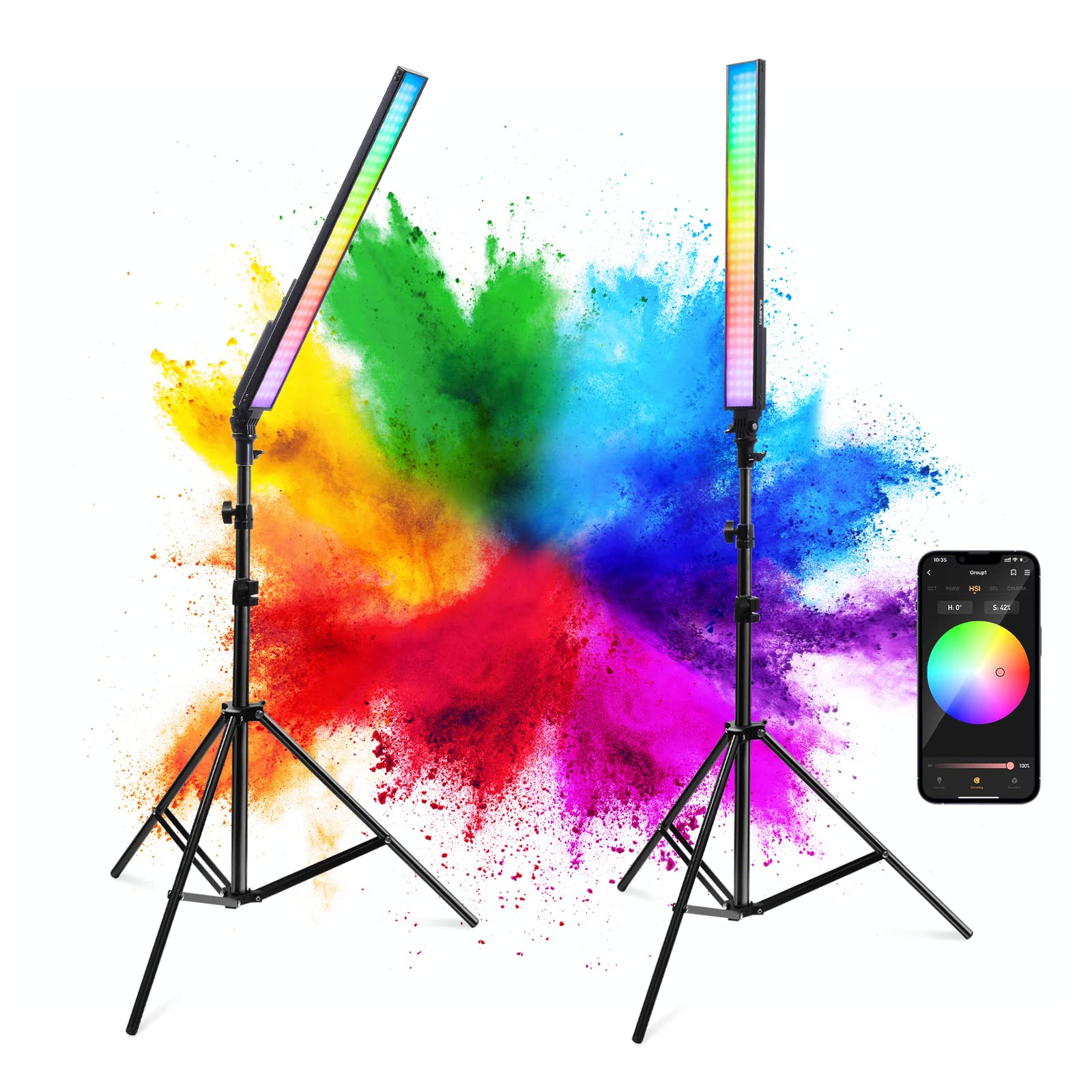 LED Tube Lights with 2500-8500K for Video|Light Wand from Pixel| Led Light Stick with Tripods| Light Wand Photography 2 Packs|RGB Tube Light with Carrying Bag|Photo Led Light Bar Controlled by APP