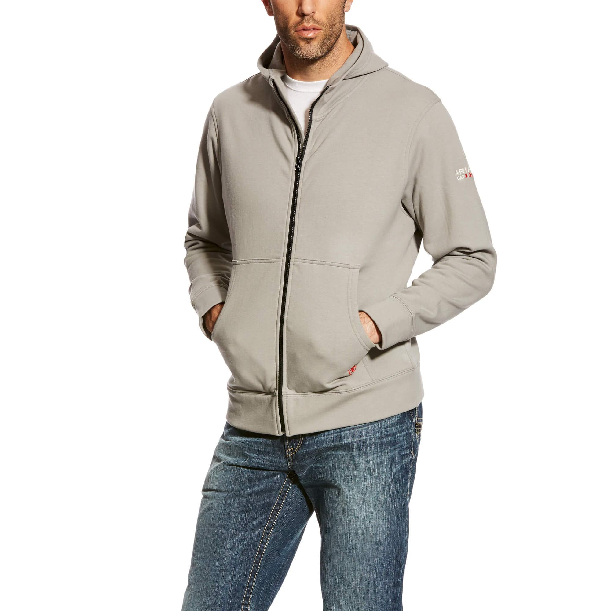 Ariat Male FR DuraStretch Full Zip Hoodie Silver Fox 3X-Large