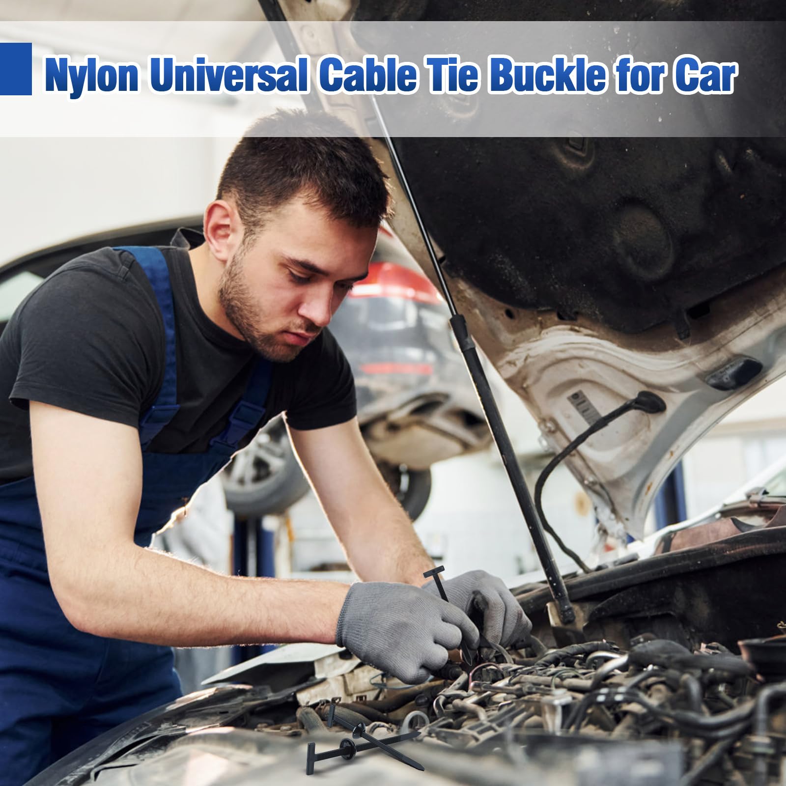 Nylon Universal Cable Tie Buckle, Multi-Functional Black Zip Ties with Pin & Button, 100 PCS Snap-Fit Nylon Fastening Clip for Car Repairs,Home,Garden,Workshop