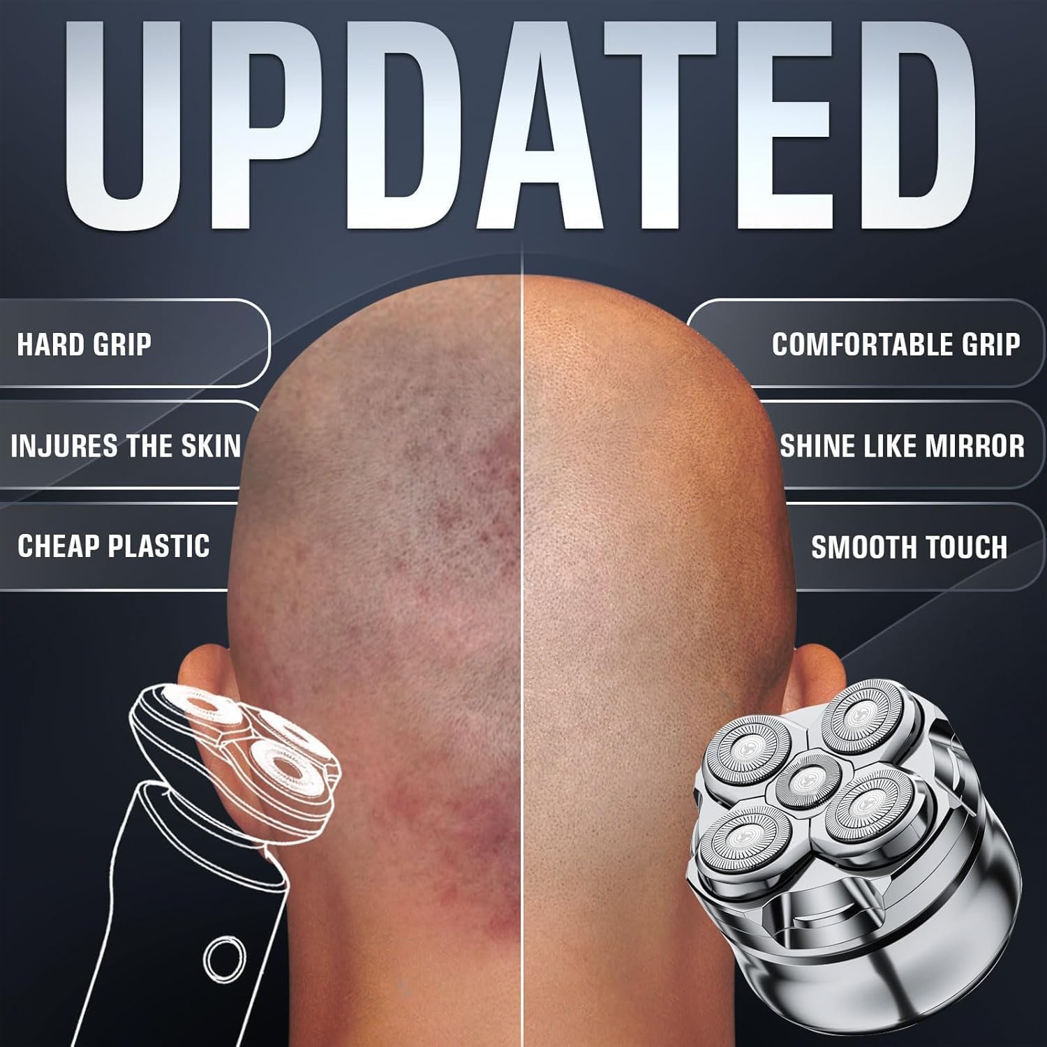 Electric Head Shavers for Bald Men: LED Display Razor Deep Cleaning Rechargeable Heads Shaver Waterproof Wet & Dry Shaving Device Powerful Scalp Hair Trimmer for Home & Daily Shower