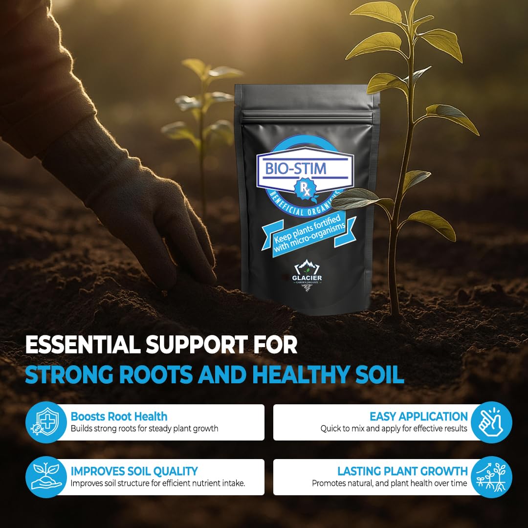 Glacier Garden Organix Bio-Stim Rx Root Stimulator for Plants & Trees - Plant Growth Regulator for Better Rooting | Soil Moist Granules for Growing Roots | Pure Soil Conditioner for Lawns - (16 Oz)