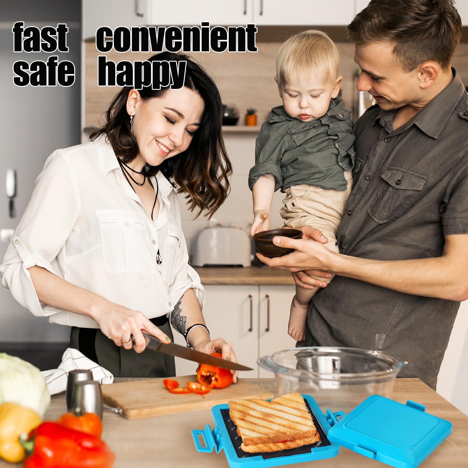 MKYSAIL Toaster,Microwave Toaster, Sandwich Maker, Panini Maker, Dishwasher Safe,NO Electricity,Wireless,Time Saving,Fast,Toastie Safe in Microwave Oven(Blue, Microwave Sandwich Maker)