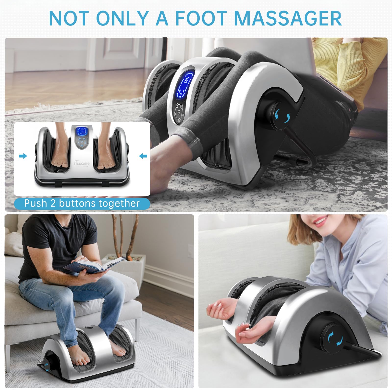 TISSCARE Shiatsu Foot Massager with Heat: FSA HSA Eligible Foot Massager for Neuropathy, Plantar Fasciitis and Pain Relief-Massage Feet/Leg/Calf/Ankle at Home/Office, Gifts for Women and Men