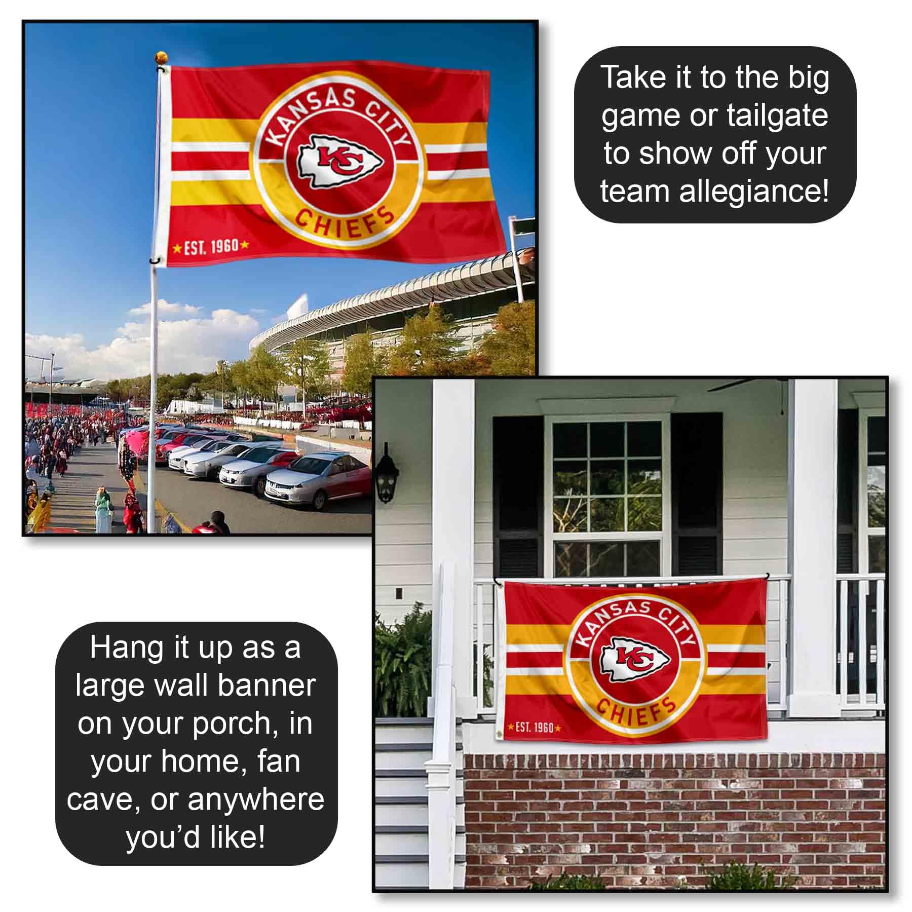 Kansas City Chiefs Patch Button Circle Logo Flag Large 3x5 Banner