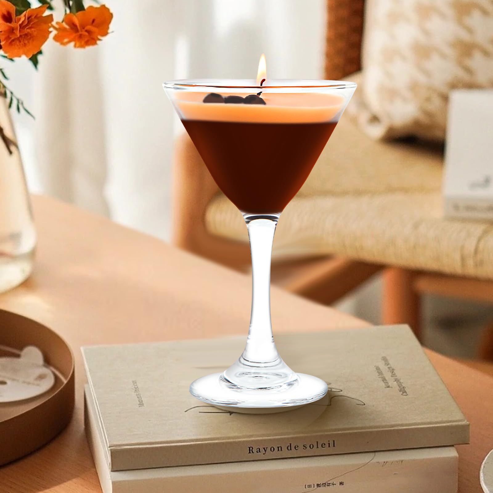 Espresso Martini Candle in Glass, Scentini Candle Espresso Martini Gifts for Women Men, Soy Wax Coffee Scented Candles for Home,Bedroom,Coffee Bar Scented for Christmas, Birthday,Valentine,Halloween