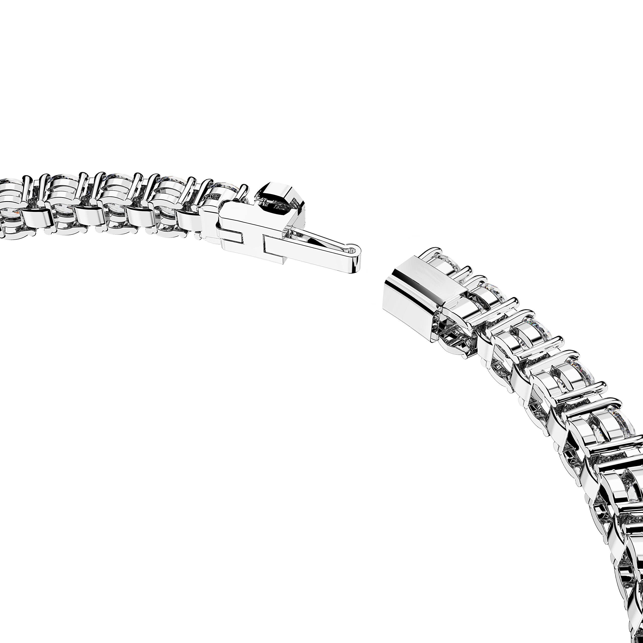 Swarovski Matrix Tennis Bracelet, Round Clear Stones on Rhodium Finished Band, Size M, Part of the Matrix Tennis Collection