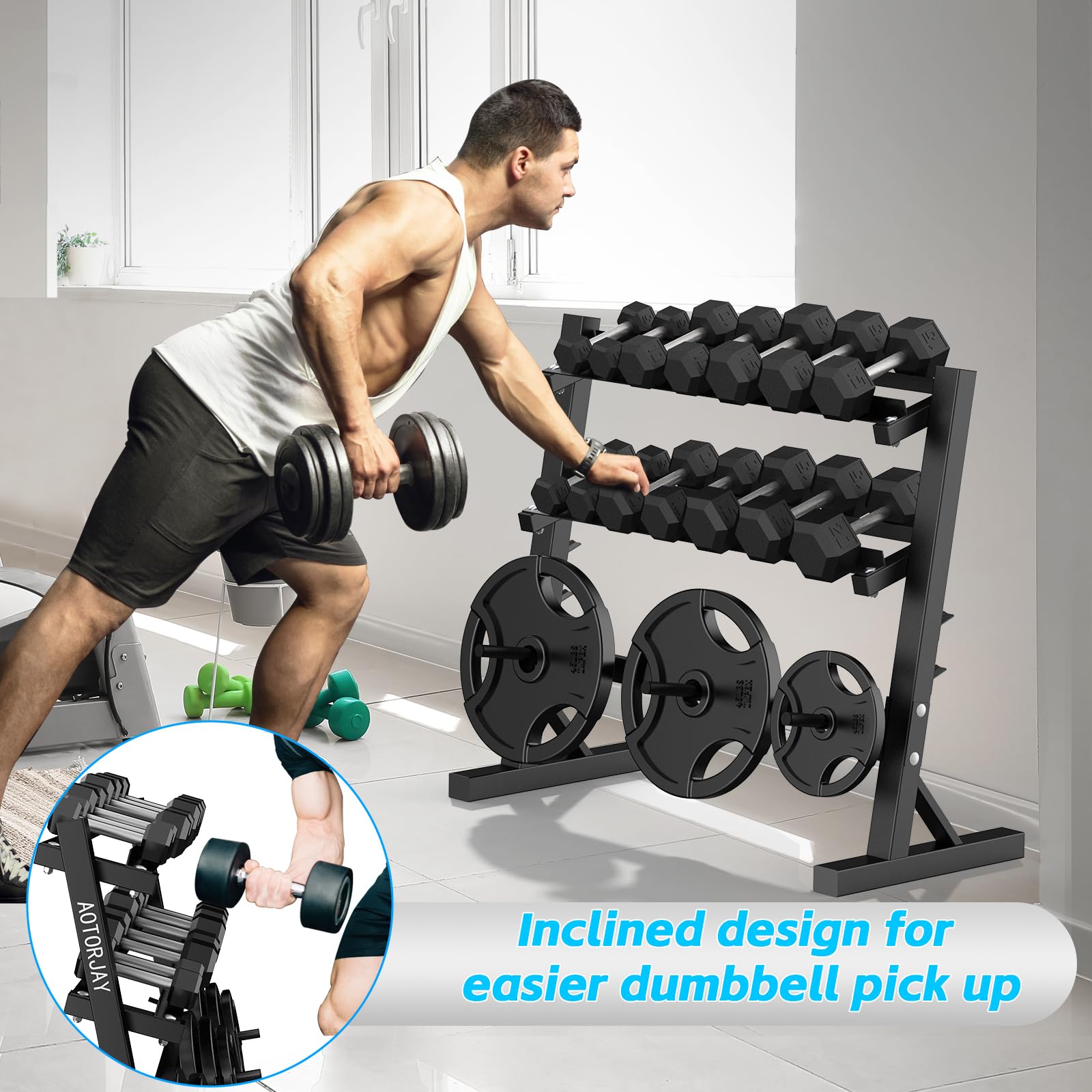 AOTORJAY Dumbbell Rack Home Gym Weight Rack Dumbbell Storage Rack Multi-layer Weights Holder