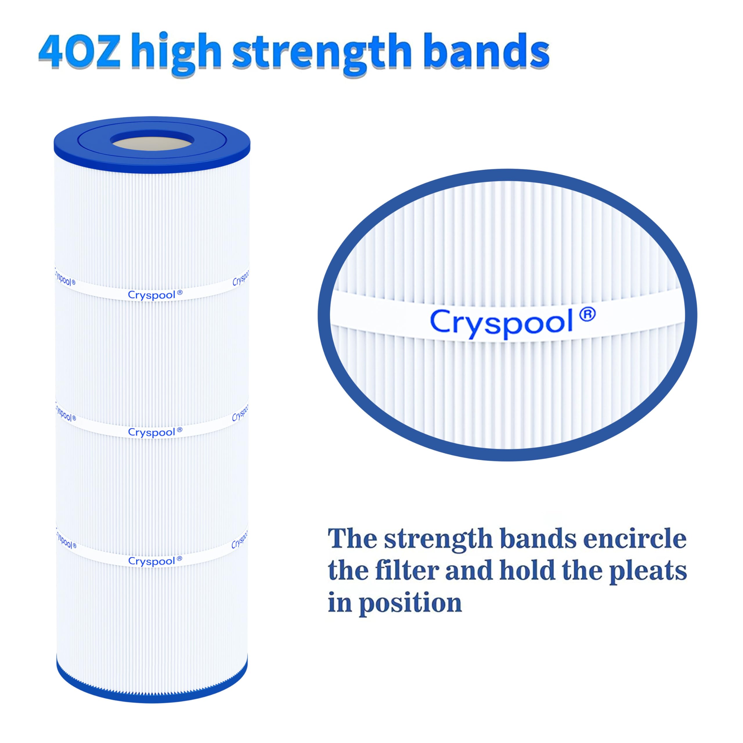 Cryspool® 07069 Filter Compatible with Clean & Clear Plus 320, CCP320, PCC80-PAK4, R173573, 817-0081, C-7470, FC-1976, 4×80 Sq. Ft Pool Filter Cartridge, 4 Pack