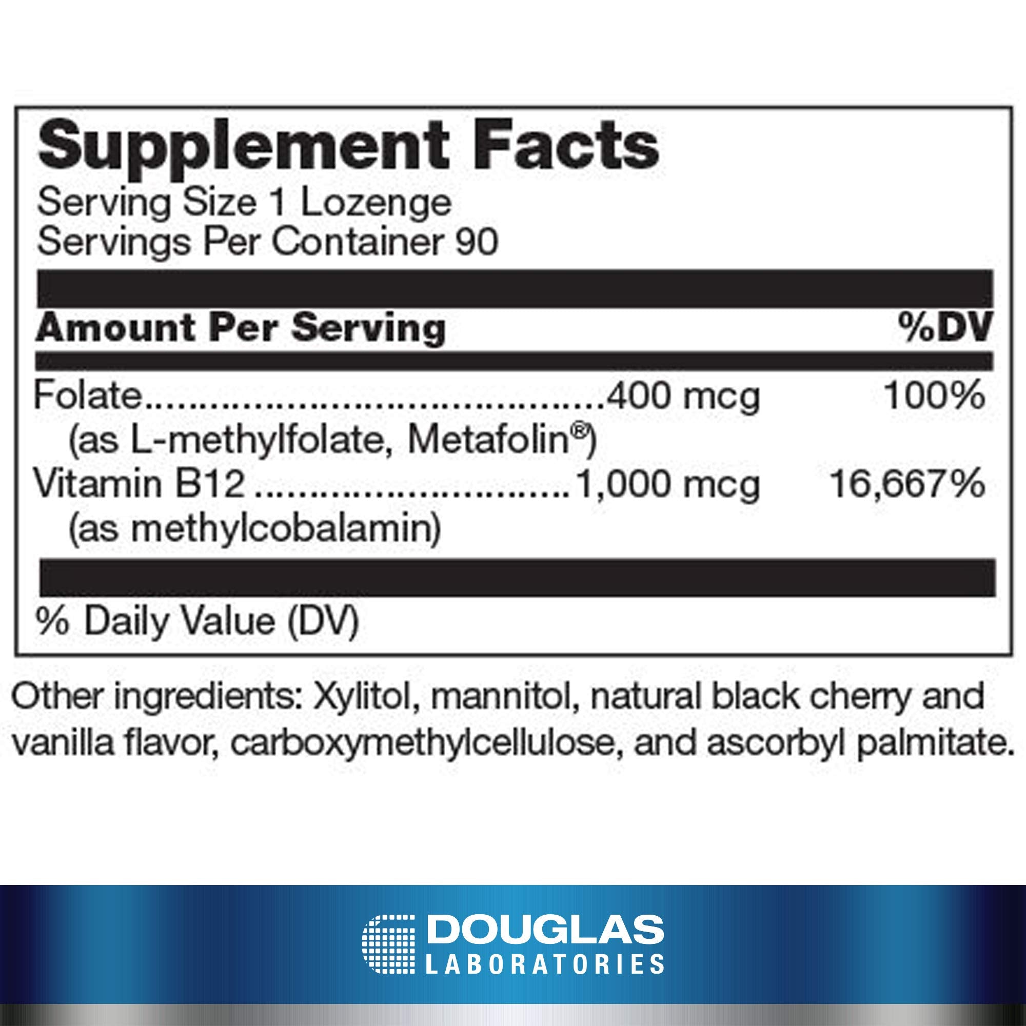 Douglas Laboratories Methyl B12 Plus | Supports Metabolism, Energy, Blood Cell Production, Nervous System, and Hormones* | 90 Lozenges