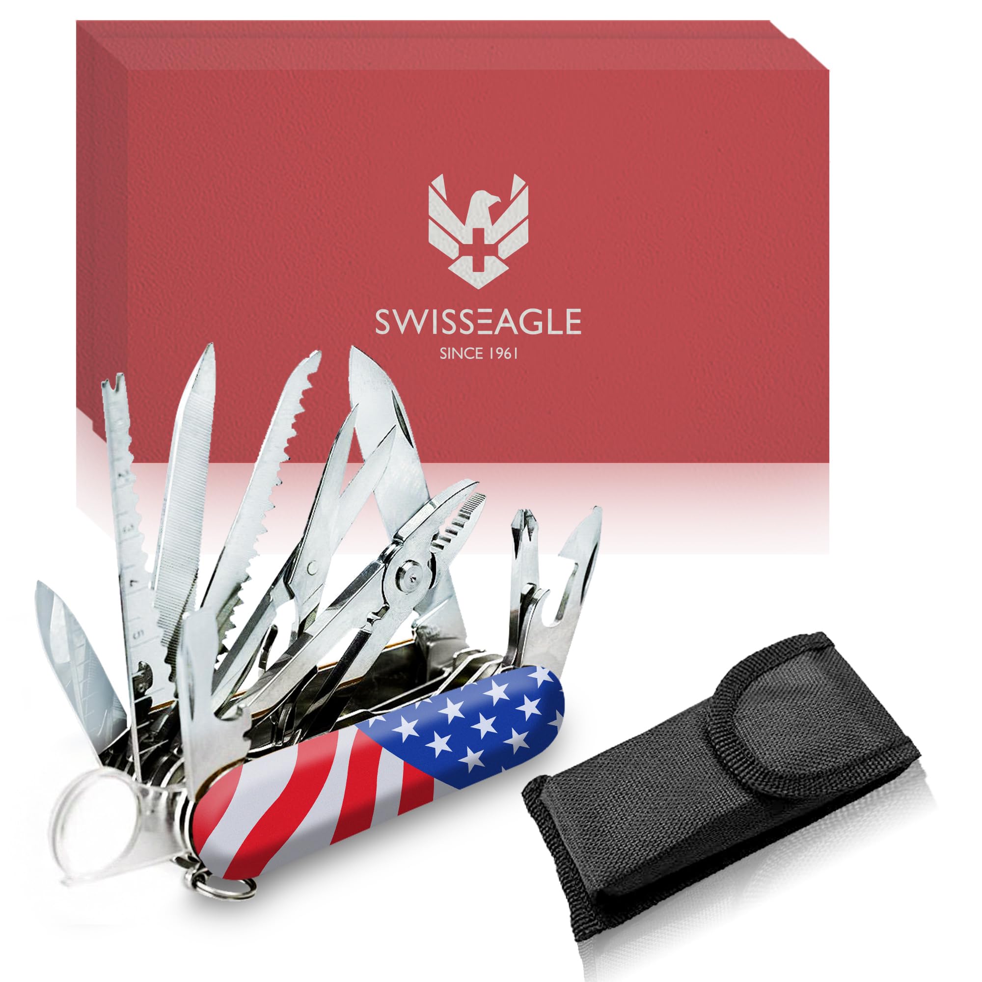 Swiss Eagle Premium Quality Classic Multi-Tool Army Knife - Packs 30 Tools Pocket knife - Multitool