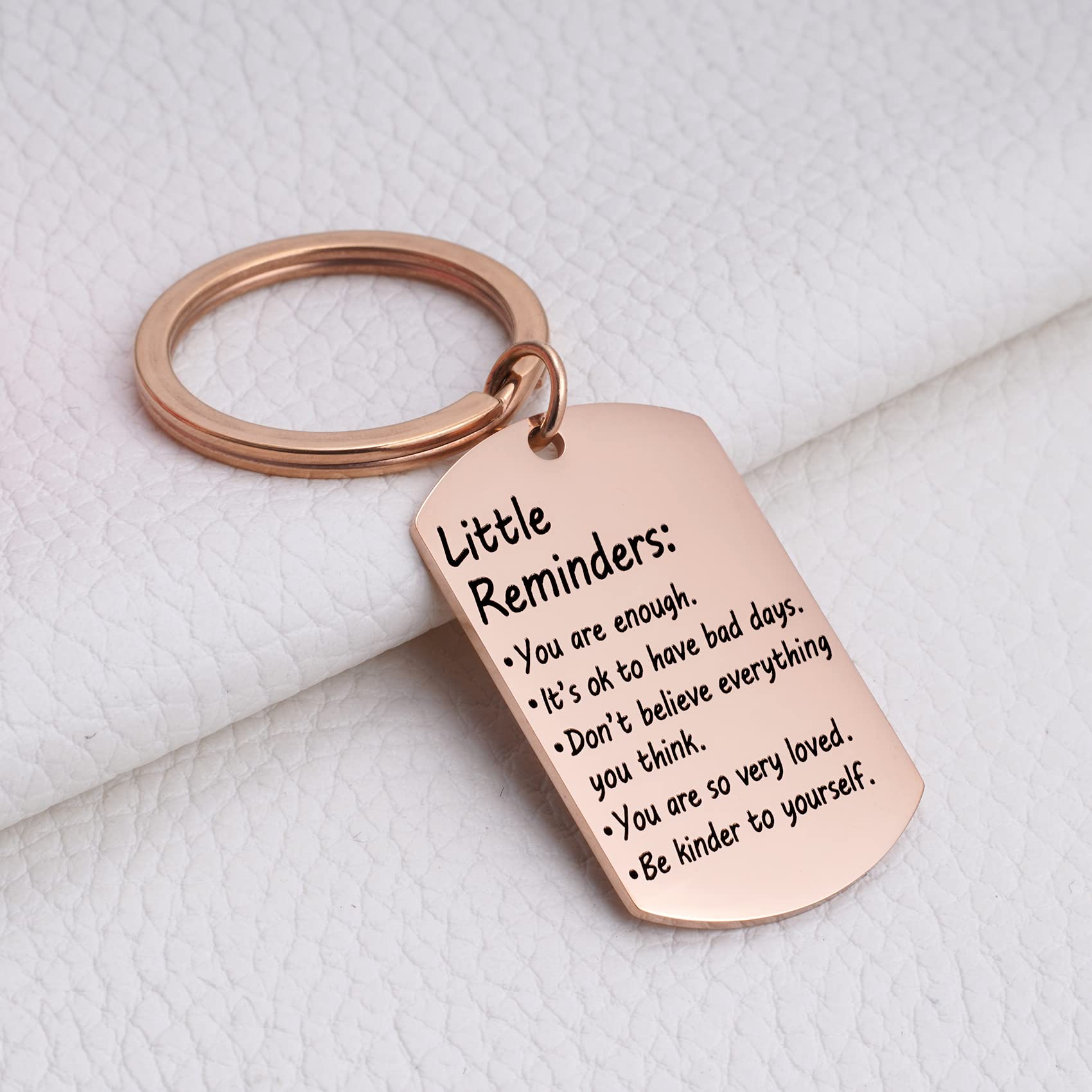 Valentine's Day Little Reminders Keychain, Mental Health Gift, Positive Thinking Reminder Daily Affirmation Inspiration Uplifting Quotes, You Are Enough Keyring, Self Love (Rose Gold)