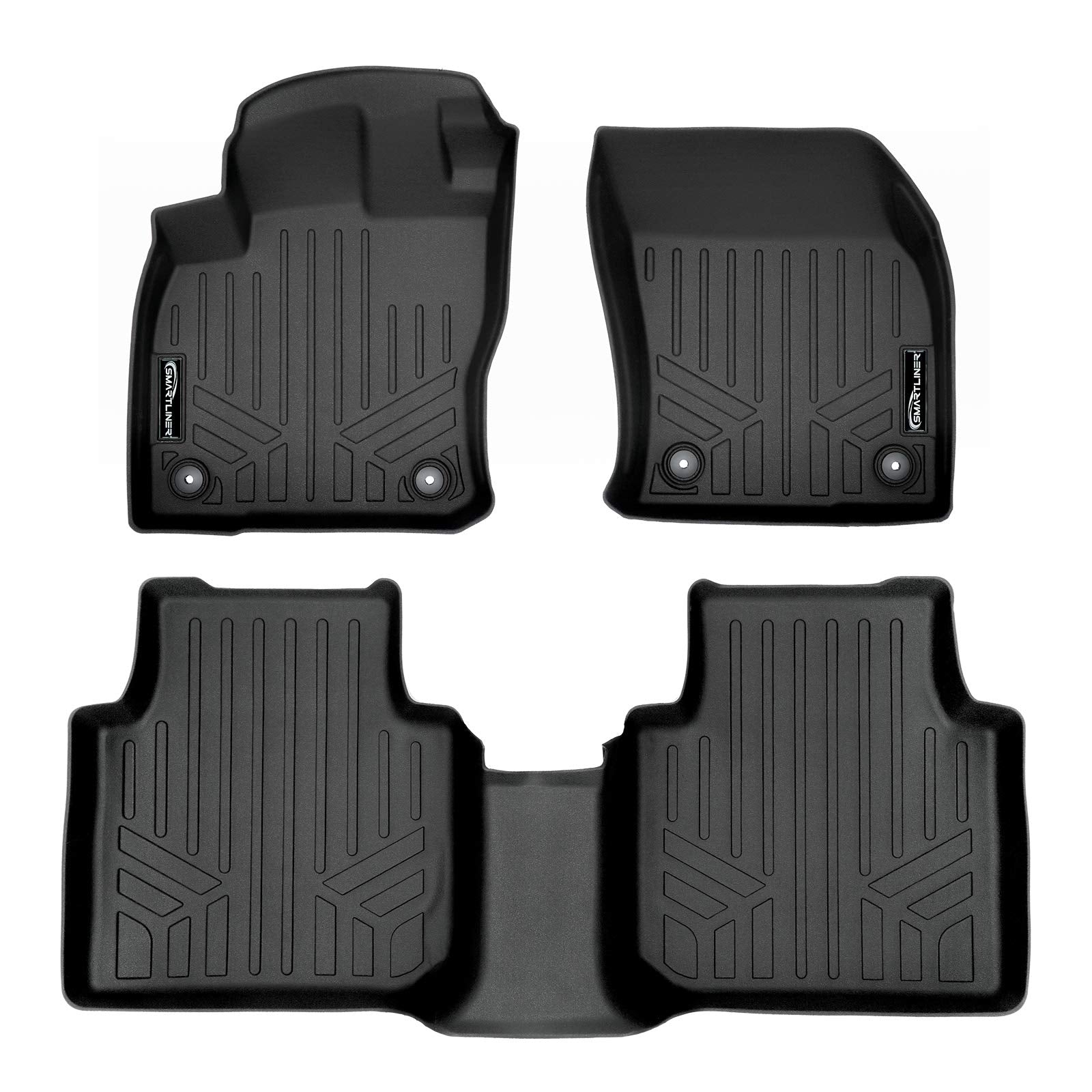 SMARTLINER Custom Fit Floor Mats 2 Row Liner Set Black Compatible with 2018-2023 Volkswagen Tiguan - All Models