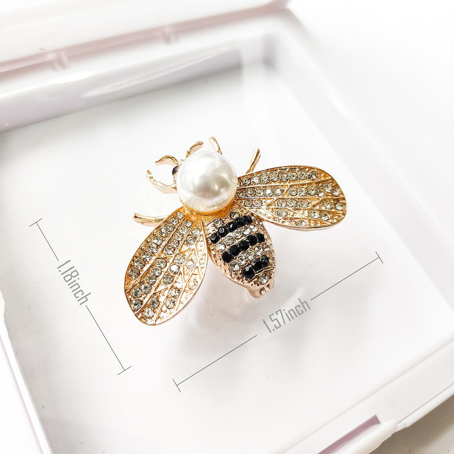 Obtwogo 3 Pieces Golden Pearl Brooches and Pins for Women - Insect Style for Hat Dress Bag Decoration - Anti Glare Pin for Deep v Dress - Elegant Gift for Friends and Teachers