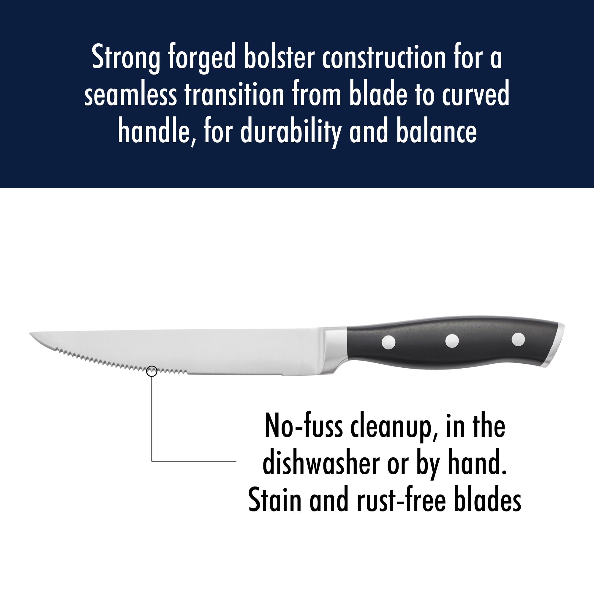 HENCKELS Forged Accent Razor-Sharp Steak Knife Set of 4, Black, German Engineered Knife Informed by over 100 Years of Mastery