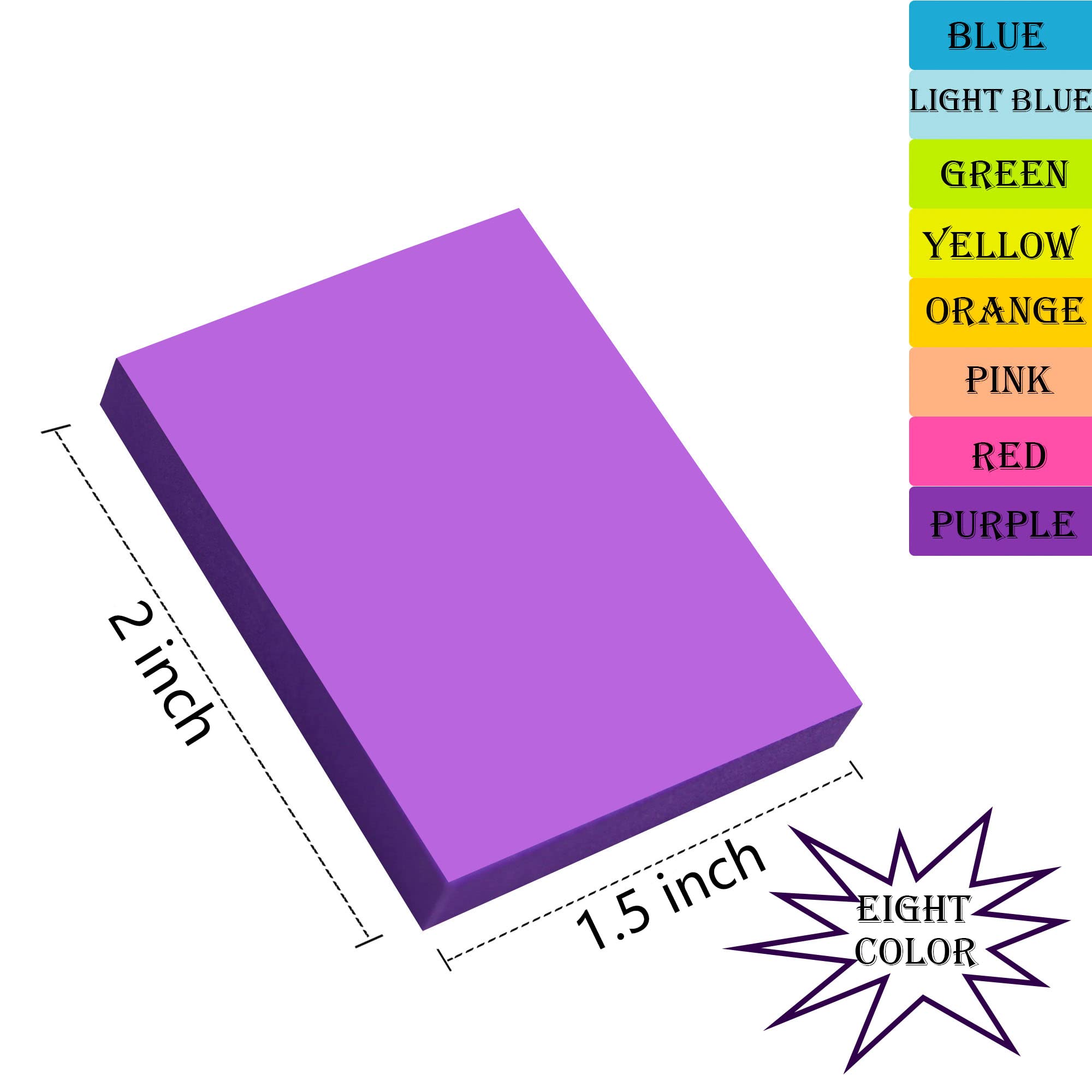 (24 Pack) Sticky Notes 1.5x2 in, 8 Colors Post Self Sticky Notes Pad Its, Bright Post Stickies Colorful Sticky Notes for Office, Home, School, Meeting, 75 Sheets/pad