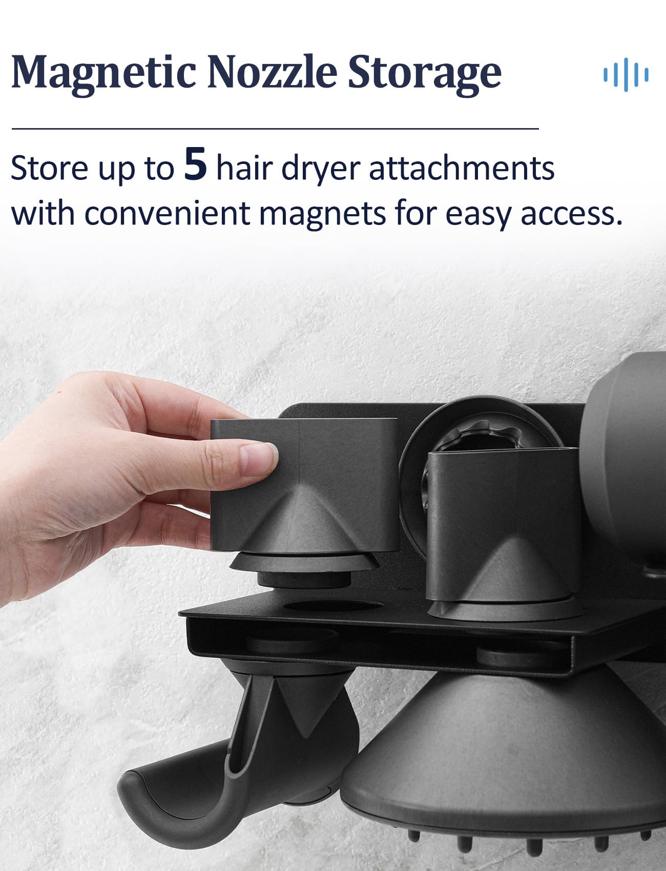 dysolve Hair Dryer Holder Wall Mount for Dyson Supersonic Airwrap Hair Dryer, Metal Blow Dryer Stand Attachments Storage for Bathroom and Salon, Black