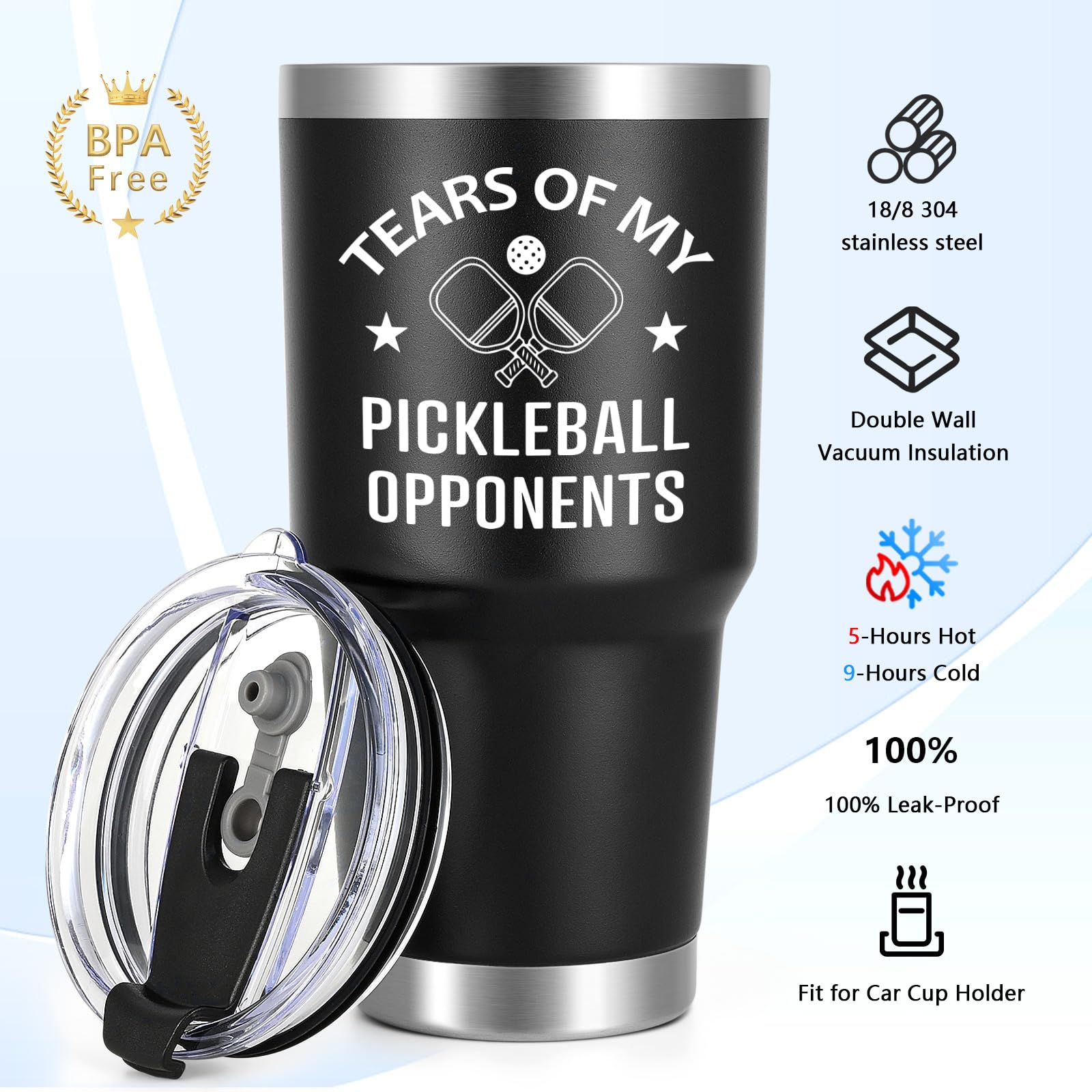 Lifecapido Pickleball Gifts 30oz Tumbler with Lid, Funny Christmas Gifts Birthday Gifts for Pickleball Lovers, Pickleball Player, Pickleball Coach (Black)