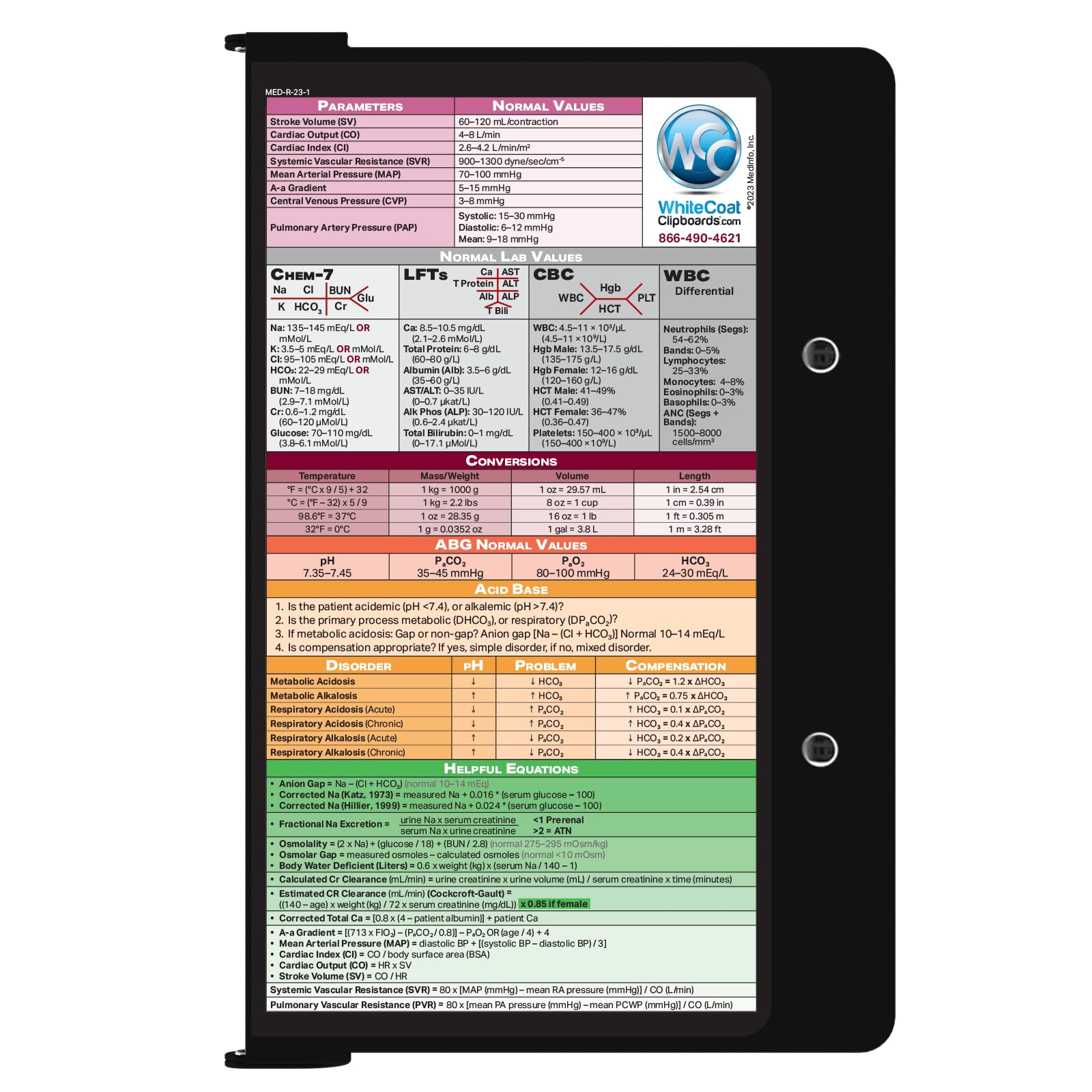 Whitecoat MedInfo Clipboard Medical Edition Black
