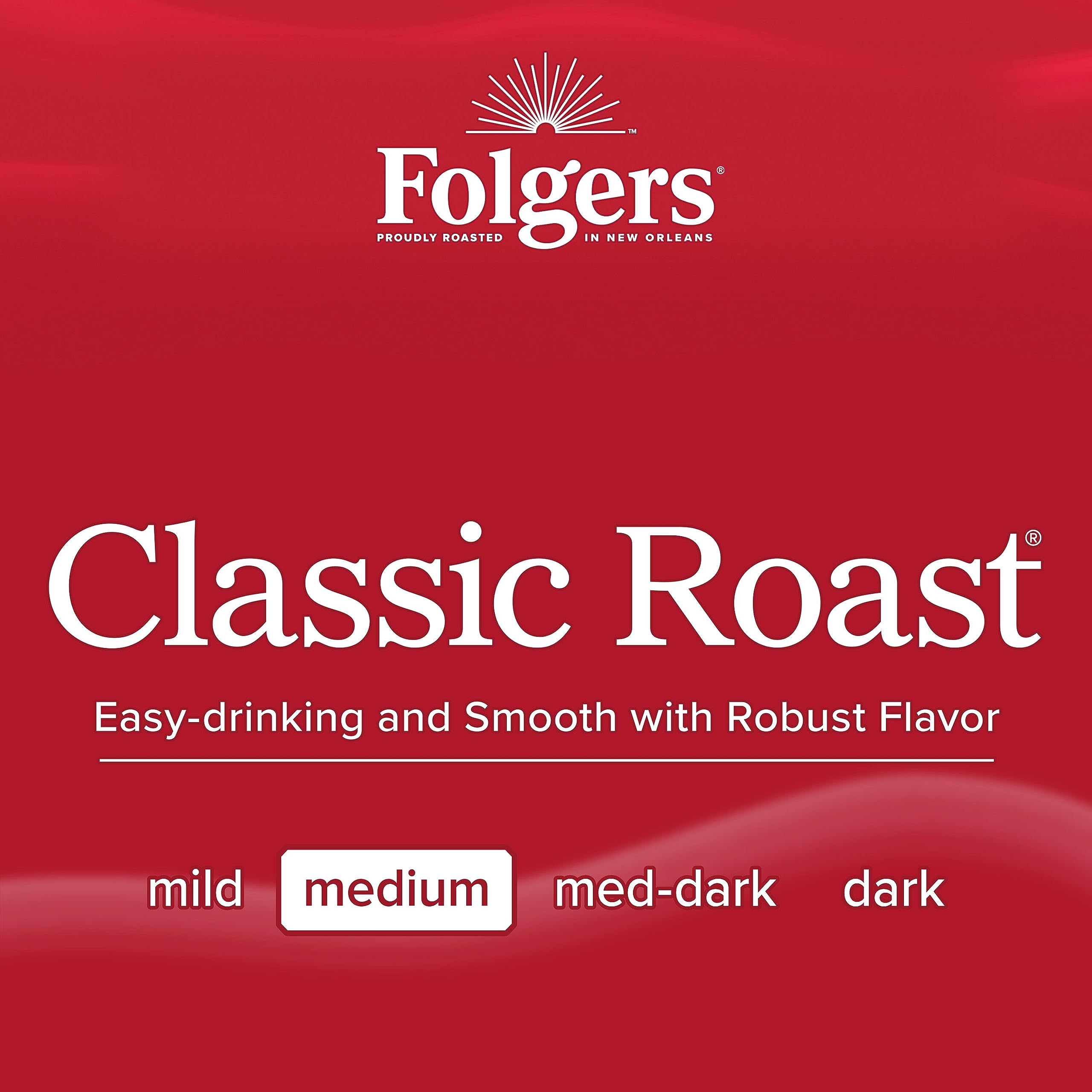 Folgers Classic Roast Medium Roast Coffee, 12 Keurig K-Cup Pods