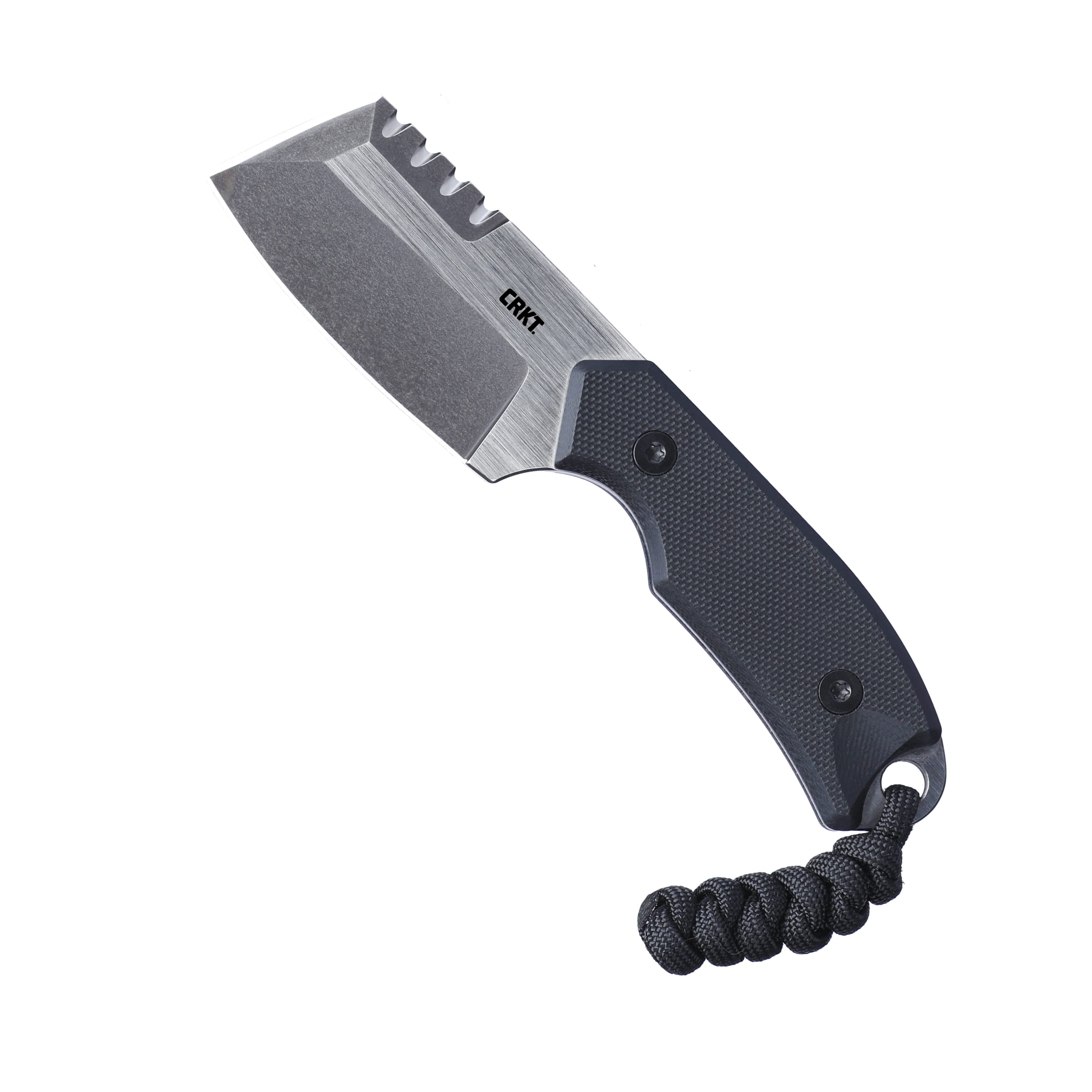 CRKT Razel Compact Fixed Blade Knife: Everyday Carry Plain Edge, D2 Blade Steel with Veff Flat Top Serrations, G10 Handle w/Pocket Carry Sheath 4036,Black