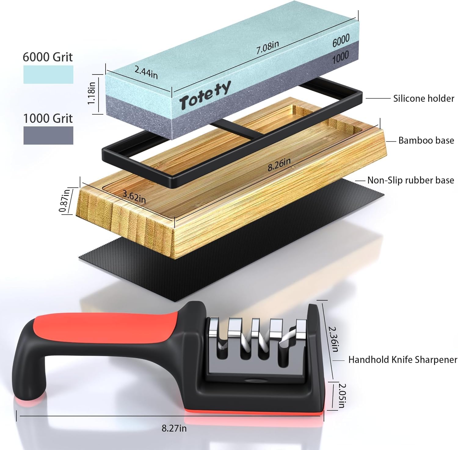 Whetstone, Sharpening Stone, Knife Sharpening Stone, Whetstone Knife Sharpener, Kitchen Knife Sharpener, Dual Grit 1000/6000 Water Stone with Non-Slip Base, Wet Stone, Knife Sharpener&Angle Guide