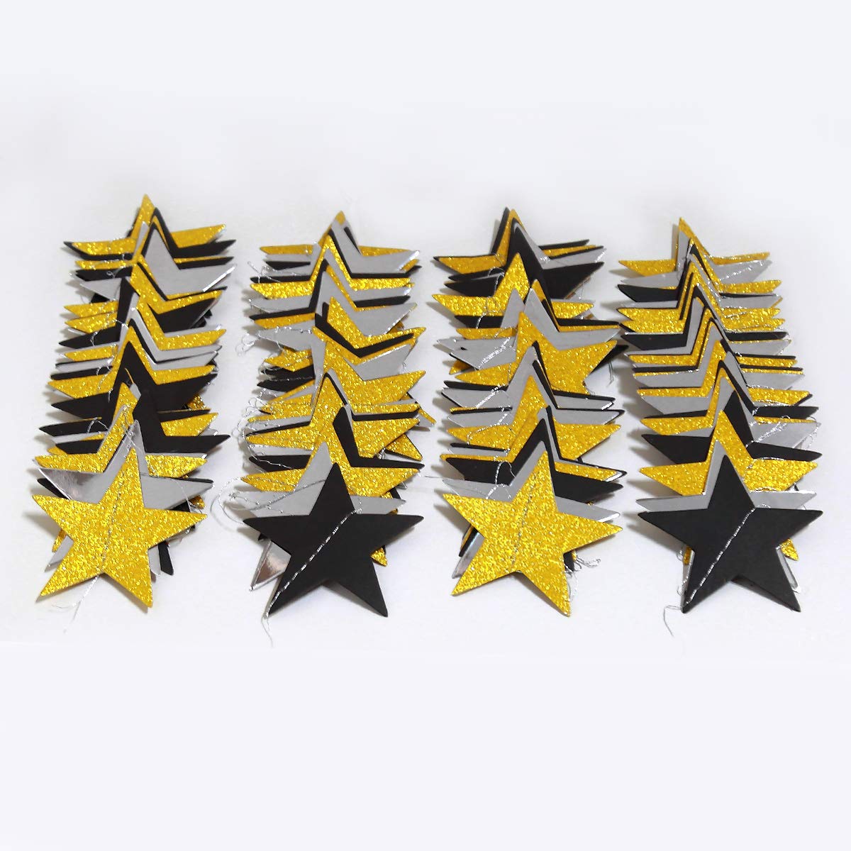 Decor365 Gold Black Star Garland Hanging Star Party DecorationsTwinkle Little Star Starry Night Galaxy Theme Graduation Birthday Bridal Shower Bachelorette NYE New Year’s Eve Party Backdrop Décor