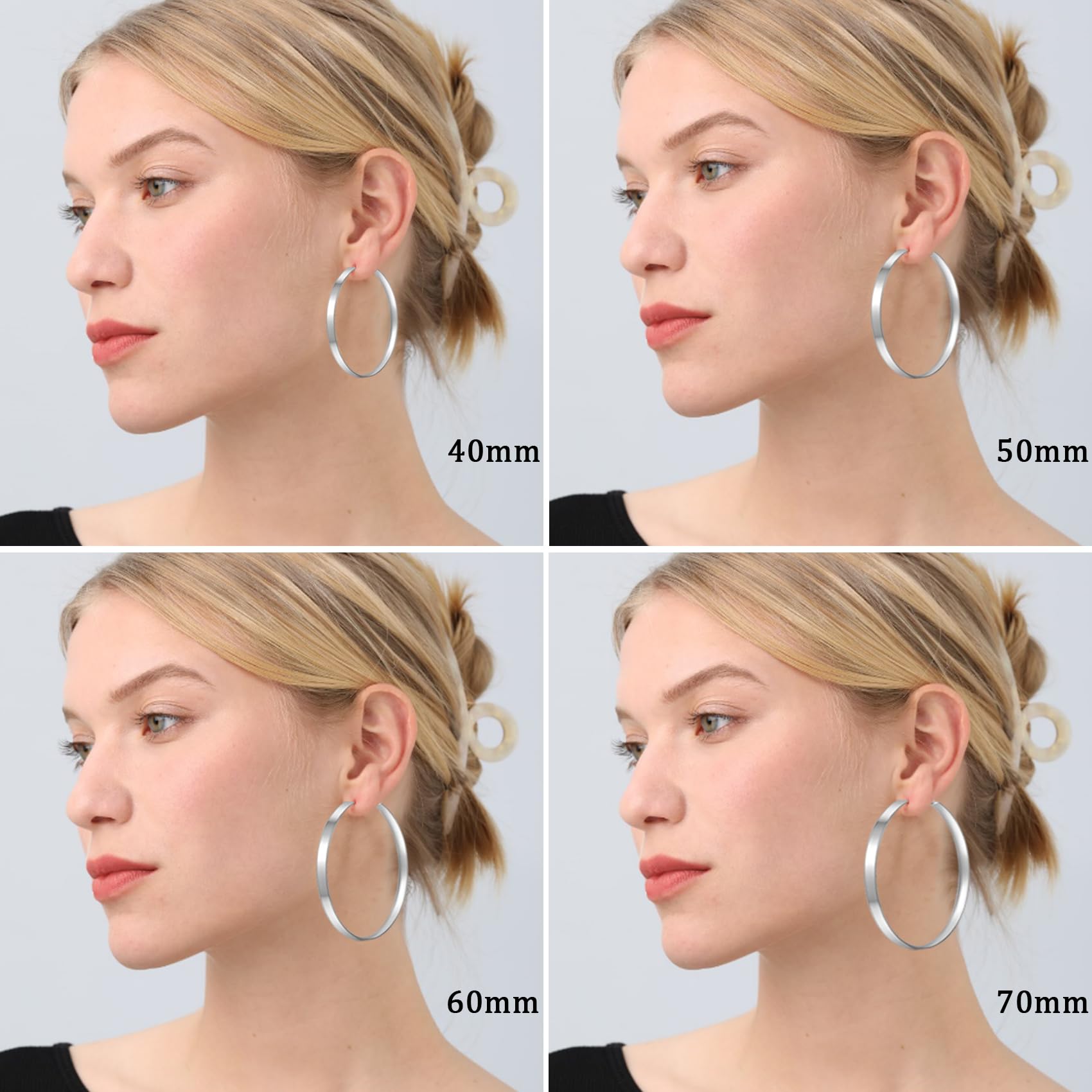 PABBEU Silver Hoop Earrings for Women Lightweight Large S925 Sterling Silver Hoop Earrings Hypoallergenic Big Silver Hoops Earrrings for Girls 60mm