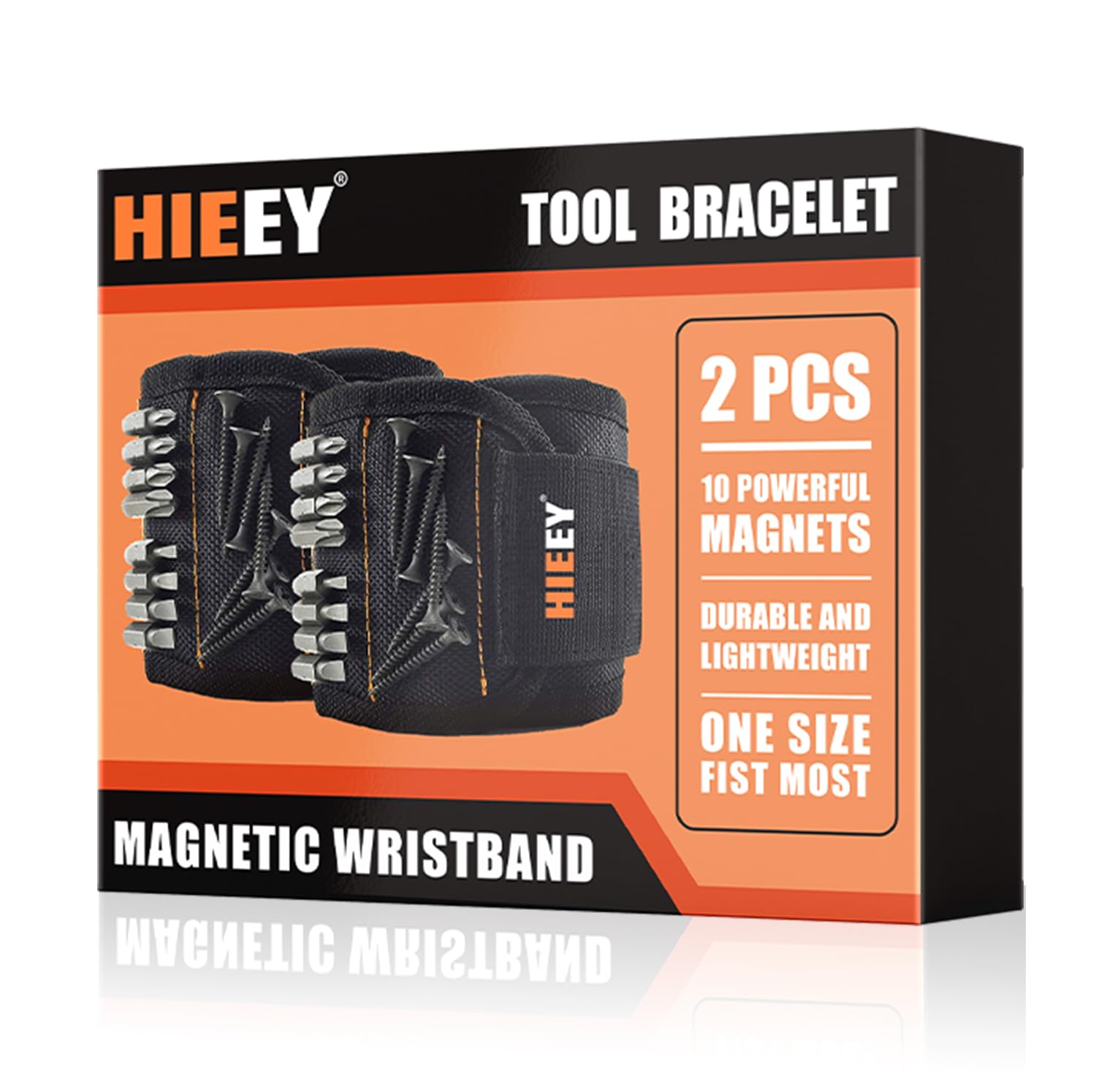 HIEEY 2 Pieces Magnetic Wristband for Holding Screws, Gifts for Men, Tool Belt Magnetic Wristband for Holding Screws, Cool Gadgets Christmas Gifts for Him Men Women Husband (Gift Box)