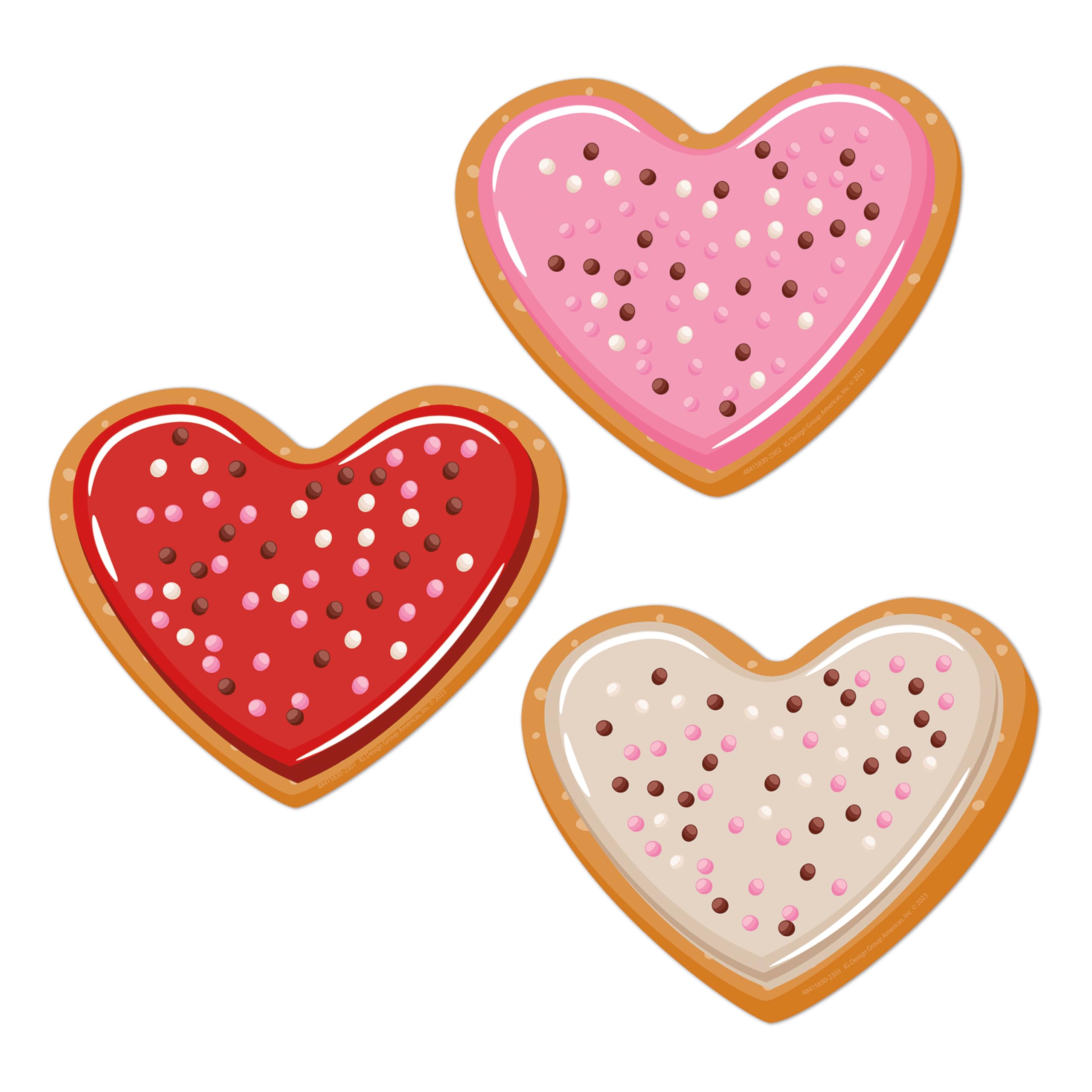 Eureka Valentine's Day Cookies Paper Cut-Out Classroom Decorations for Teachers, 36 Pieces