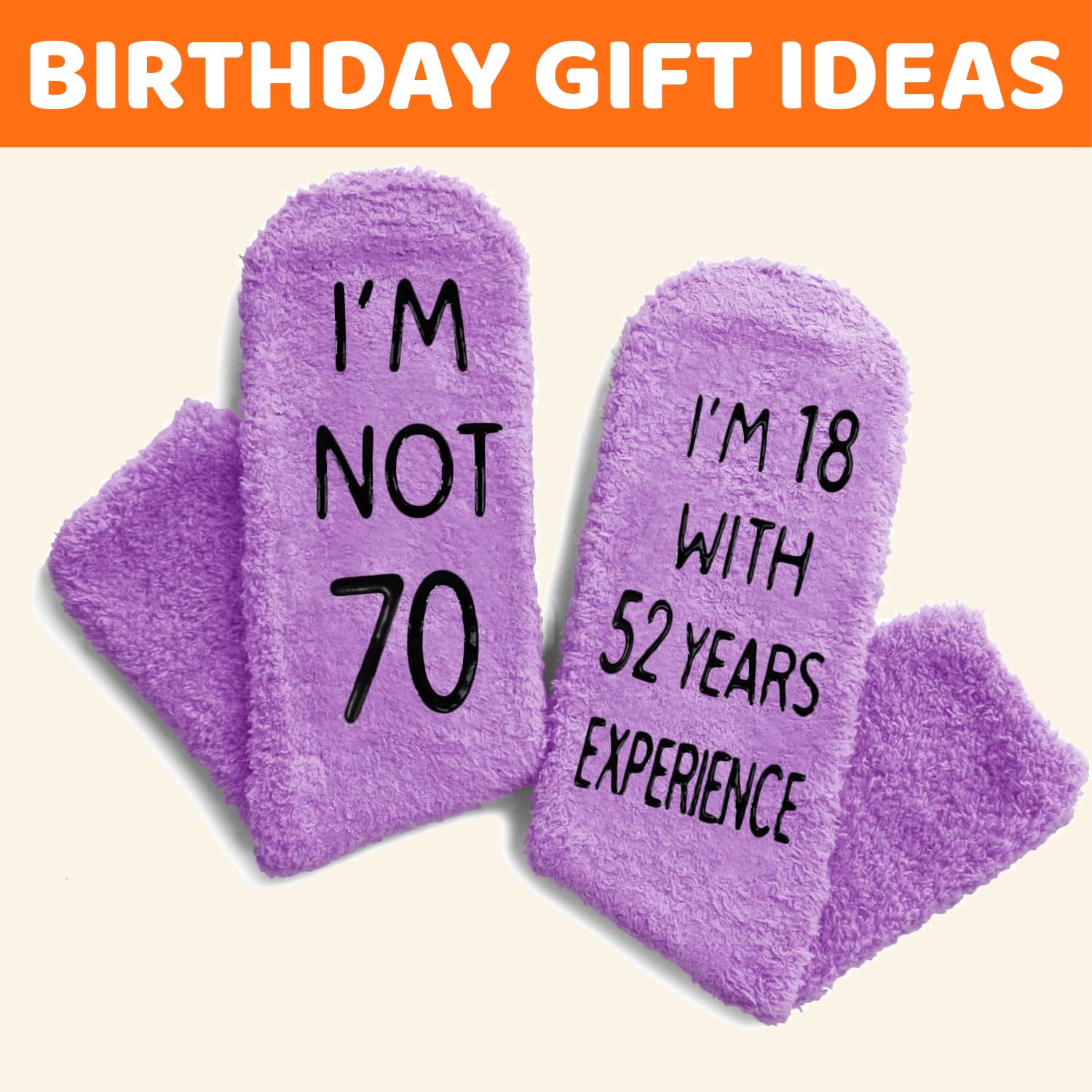 HAPPYPOP 70 Year Old Birthday Gifts for Women - 70th Birthday Gifts Ideas for Women, Best Gifts for 70 Year Old Female, Fuzzy 70th Birthday Socks In Purple