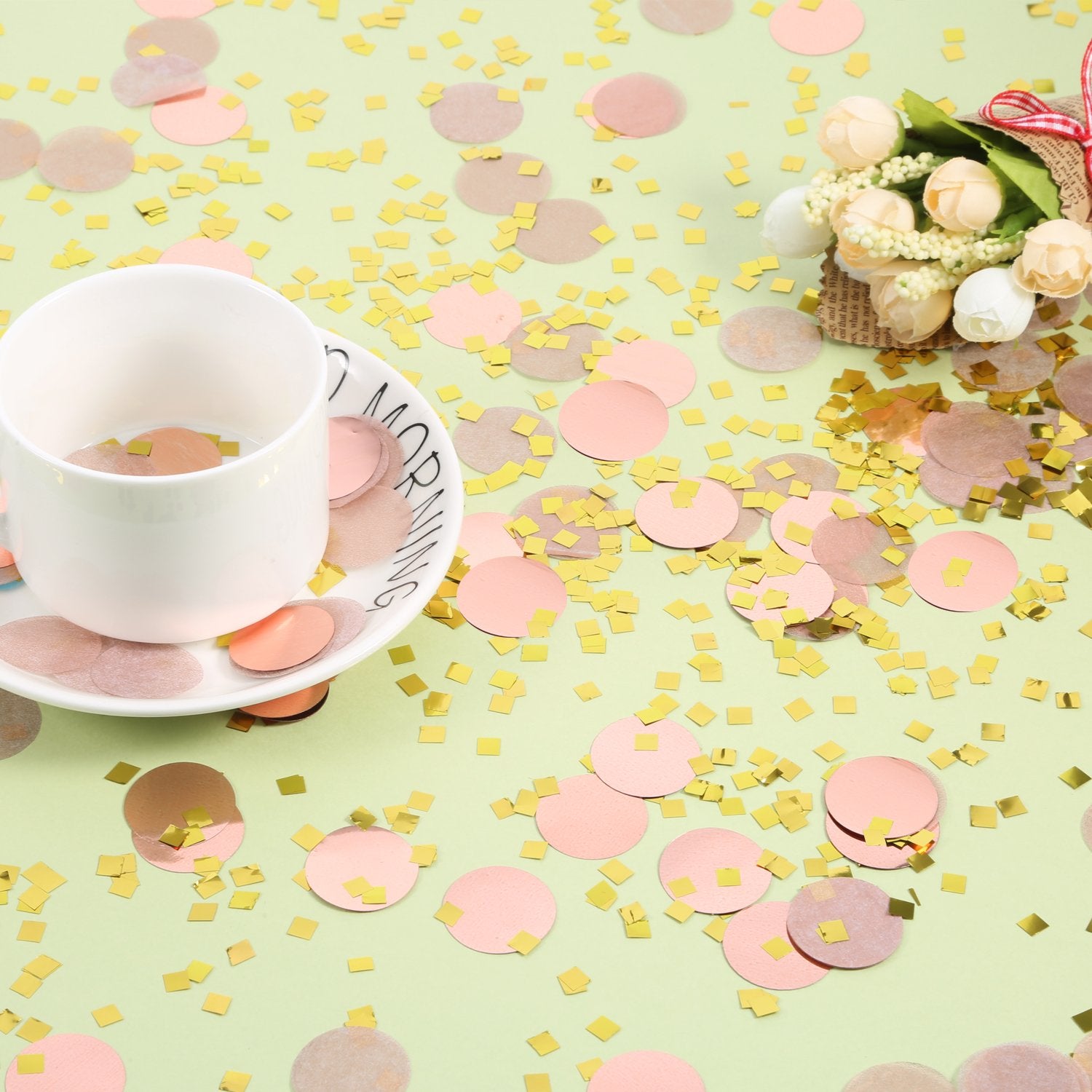 TecUnite Round Tissue Paper Table Confetti Dots for Wedding Birthday Party Decoration, 1.76 oz(Rose Gold Confetti,2.5 cm)