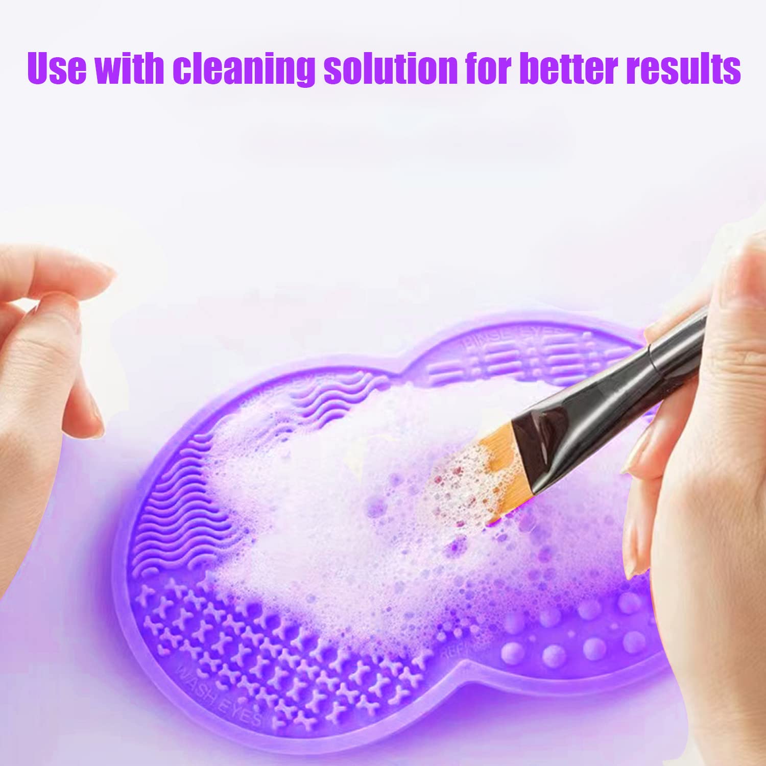 Makeup Brush Cleaning Mat, Silicone Makeup Brush Scrubber, Makeup Brush Cleaner Pad, Cosmetic Brush Cleaner, Brush Cleaning Pad, Suitable for Makeup Brush, Makeup Sponge, Powder Puff (Purple)