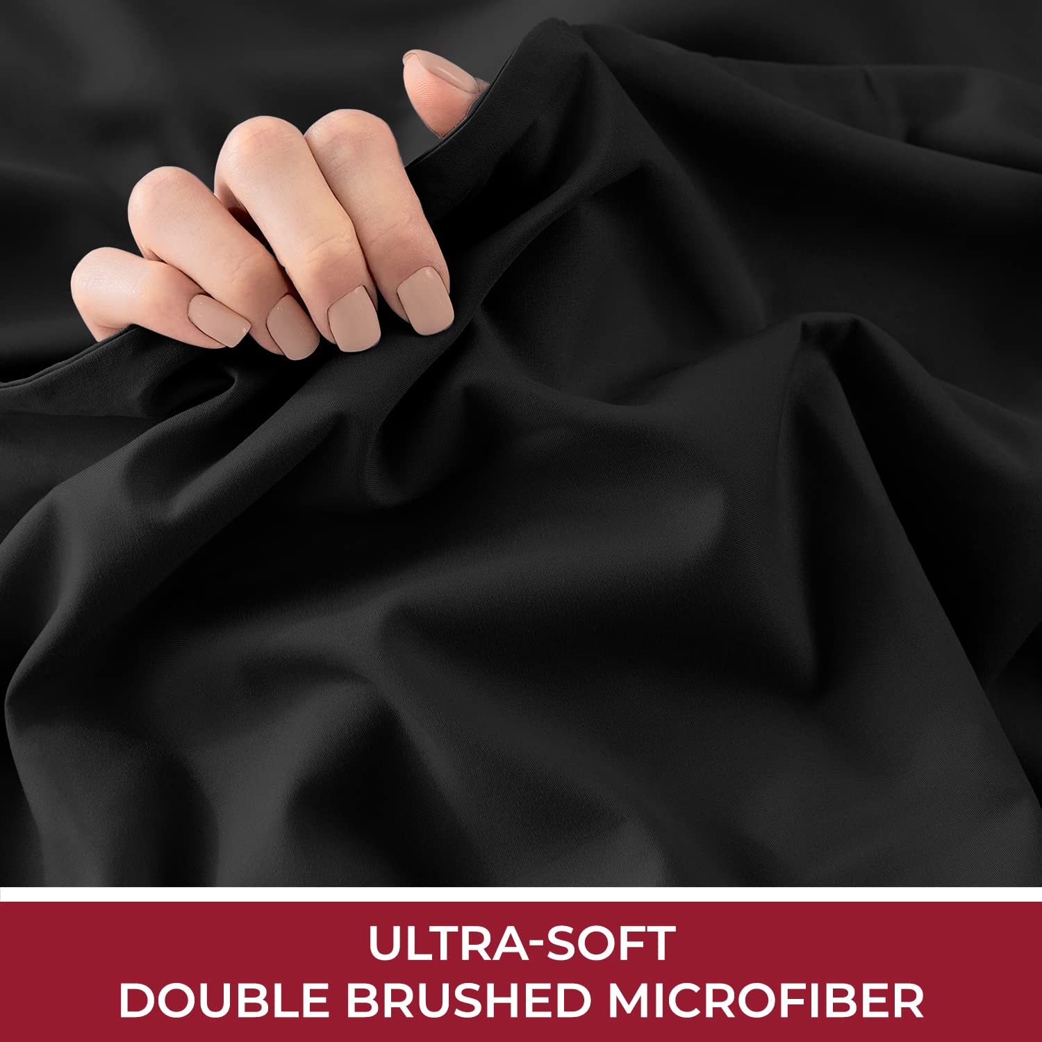 Mellanni Bed Sheet Set + 2 Pillow Shams Bundle&Save - Hotel Luxury Bedding Sheets & Pillowcases - Bundle Includes: 4pcs Bed Sheet Set and 2 Pillow Shams with 2" Flange (Queen/Standard, Black)